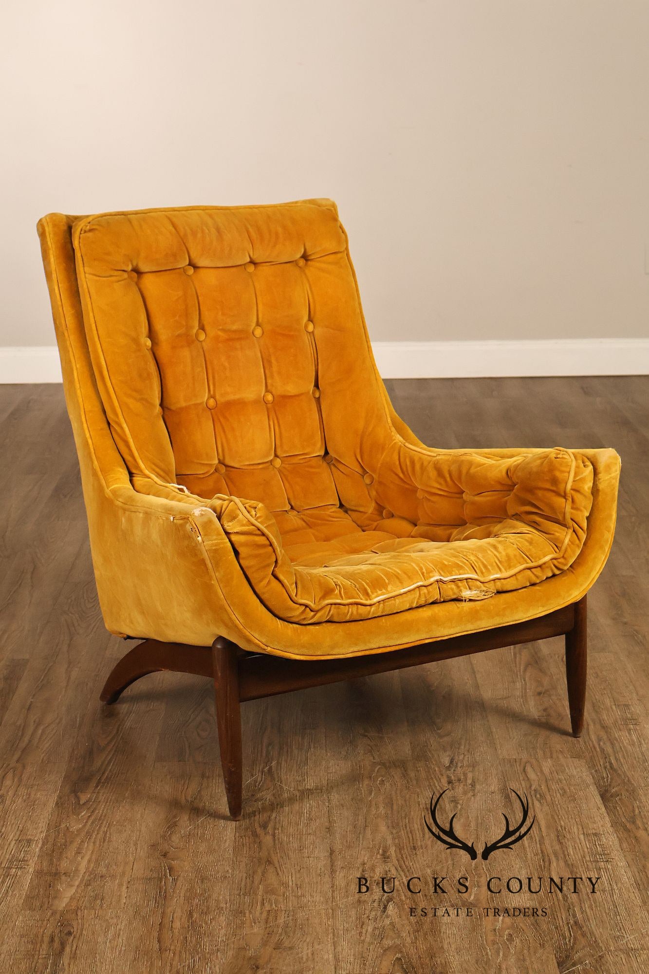 Mid Century Modern Tufted Lounge Chair and Ottoman