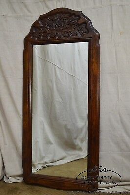 French Country Style Pair of Vintage Carved Oak Mirrors