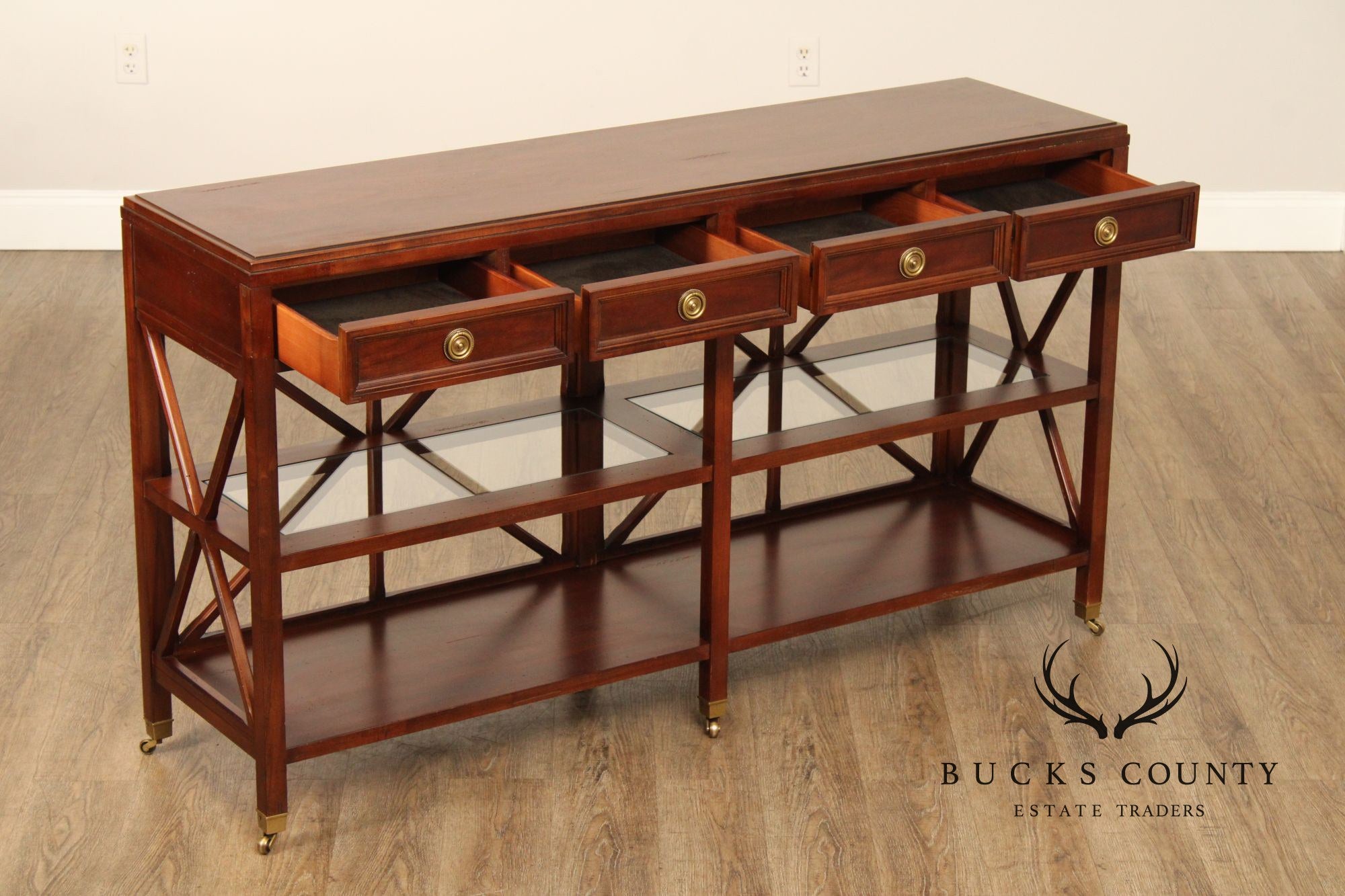 Hickory White Regency Style Console Table