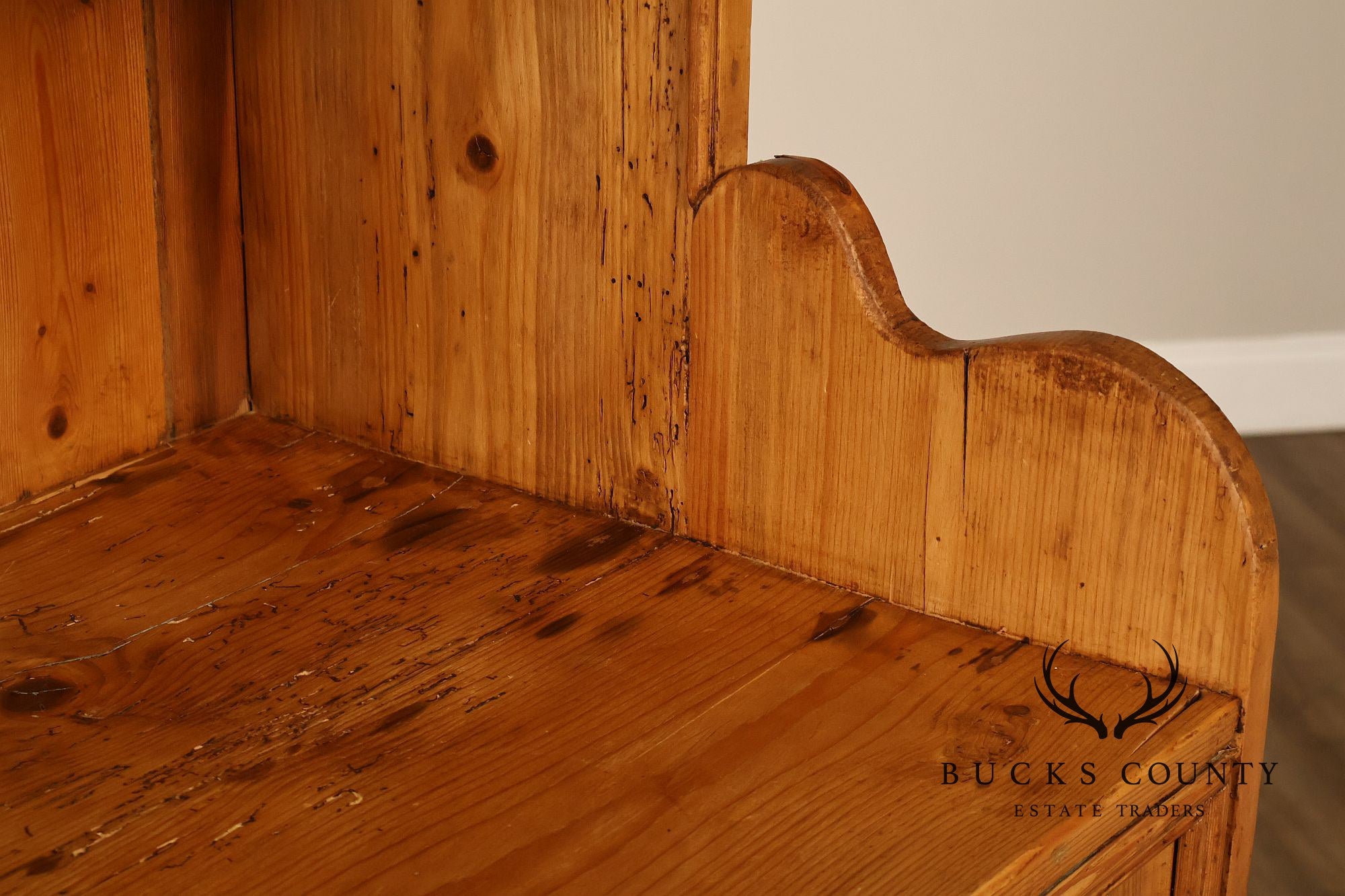 Antique English Farmhouse Pine Open Hutch Pantry Cupboard