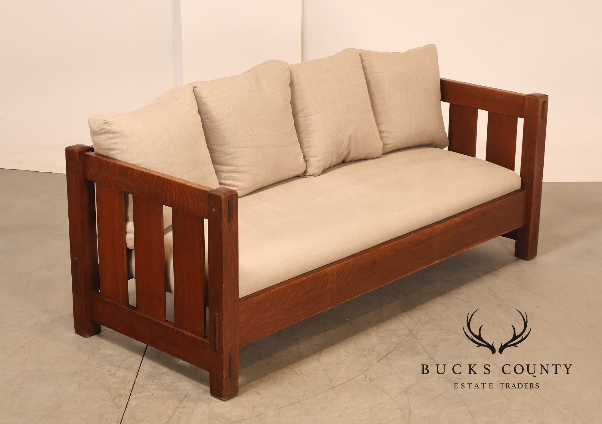 Antique Gustav Stickley No. 208 Arts And Crafts Mission Oak Settle