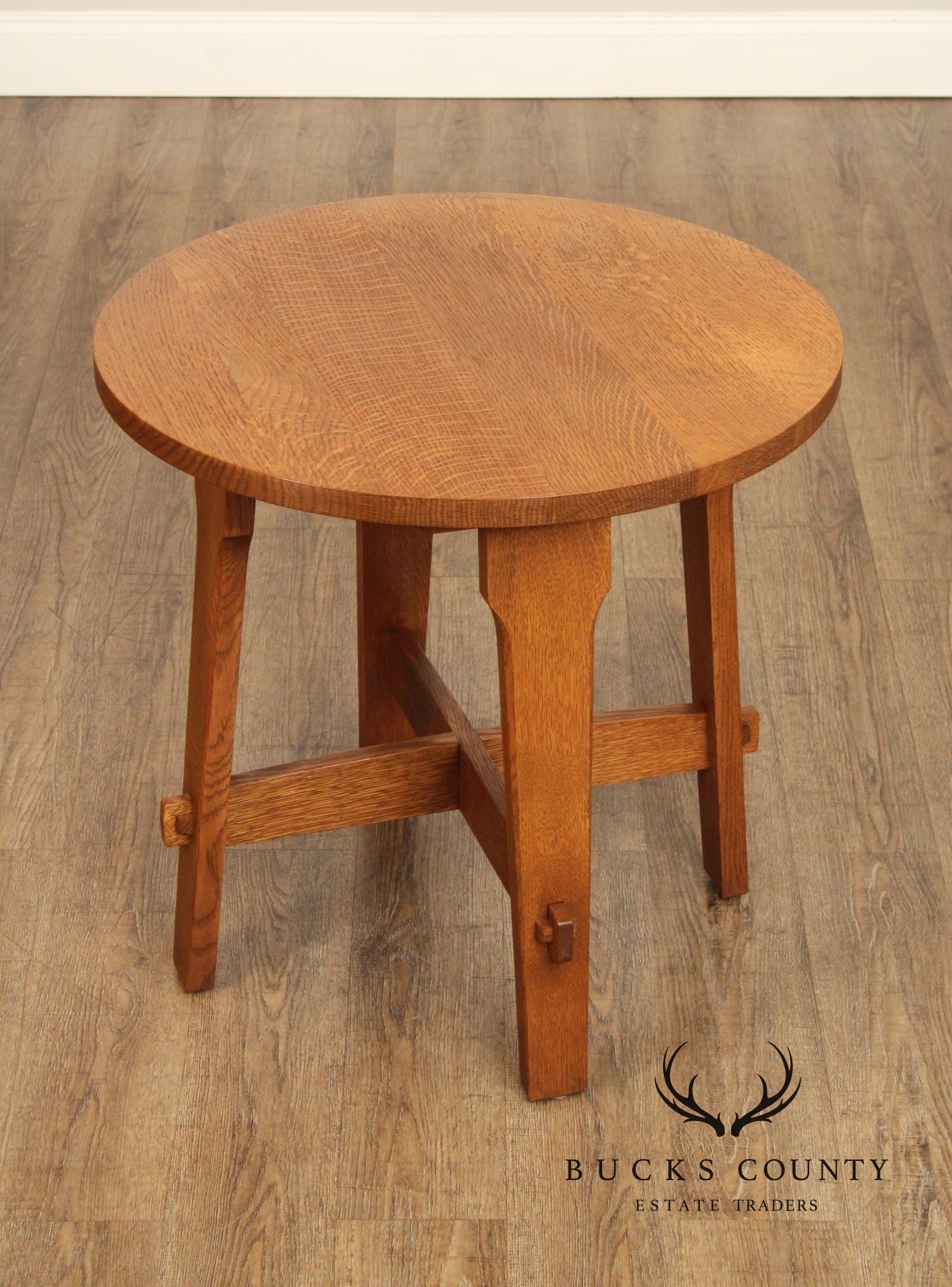 Stickley Mission Collection Oak Gus Round Lamp Table