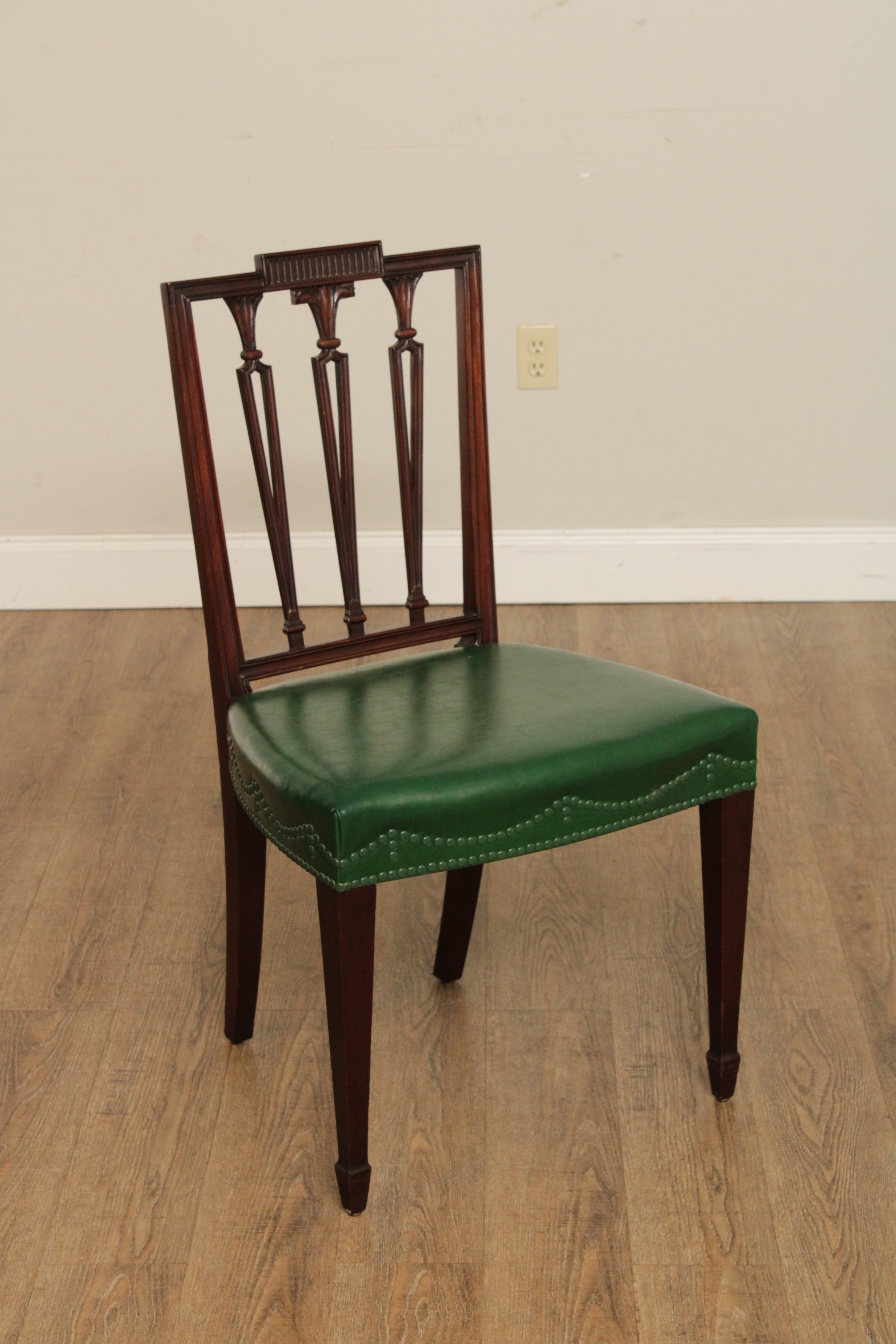 Federal Style Carved Mahogany Square-Back Side Chair