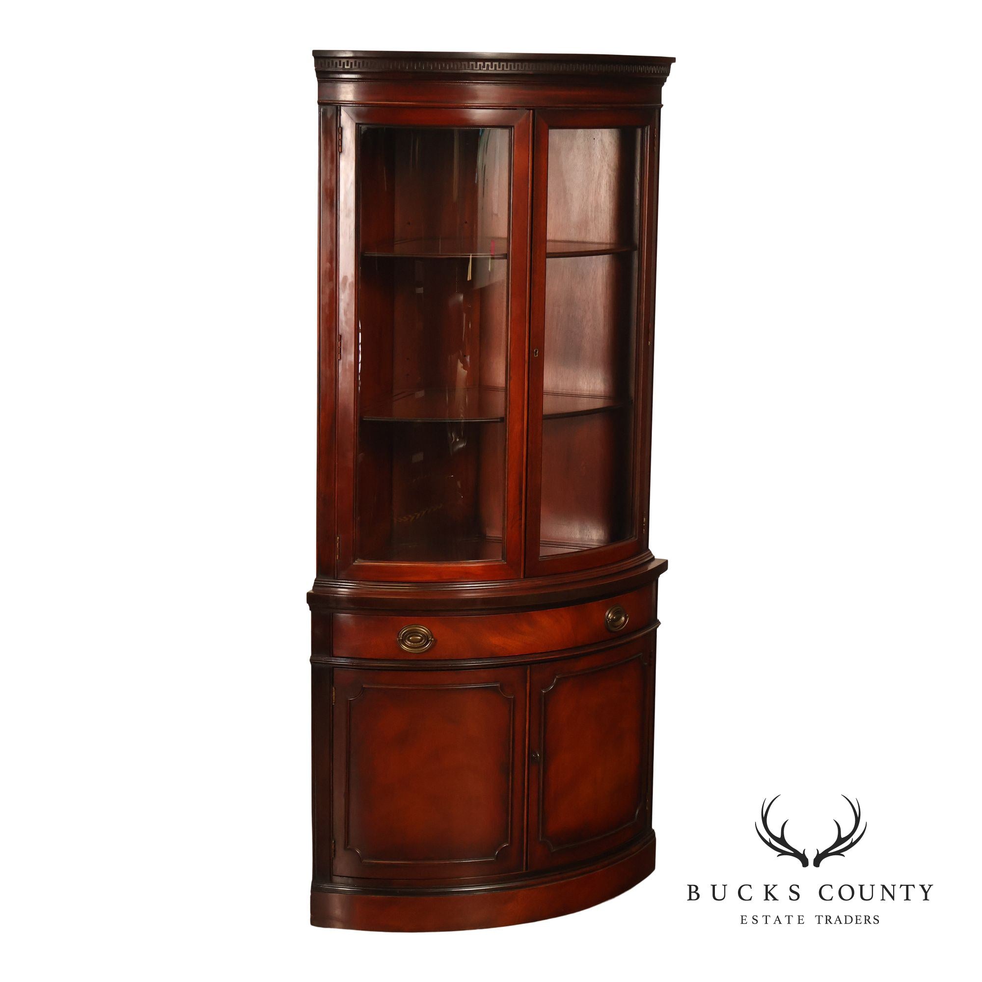 Drexel Travis Court Mahogany Bow Front Corner Cabinet