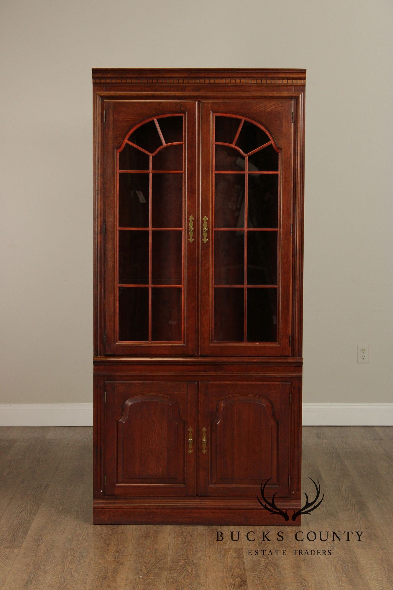 Traditional Pair Of Cherry Bookcase Display Cabinets