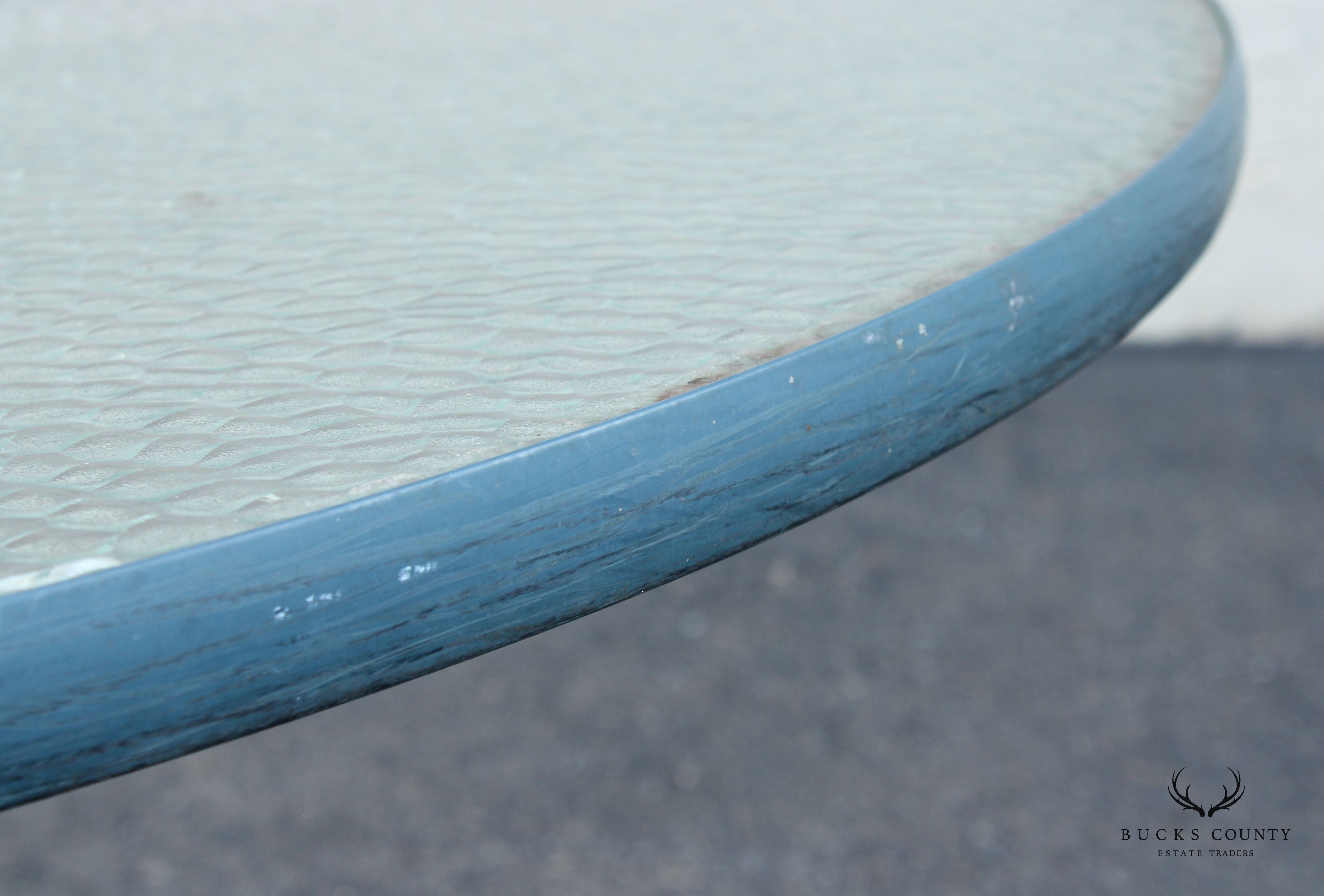 Mid Century Modern Round Glass Top Outdoor Patio Table