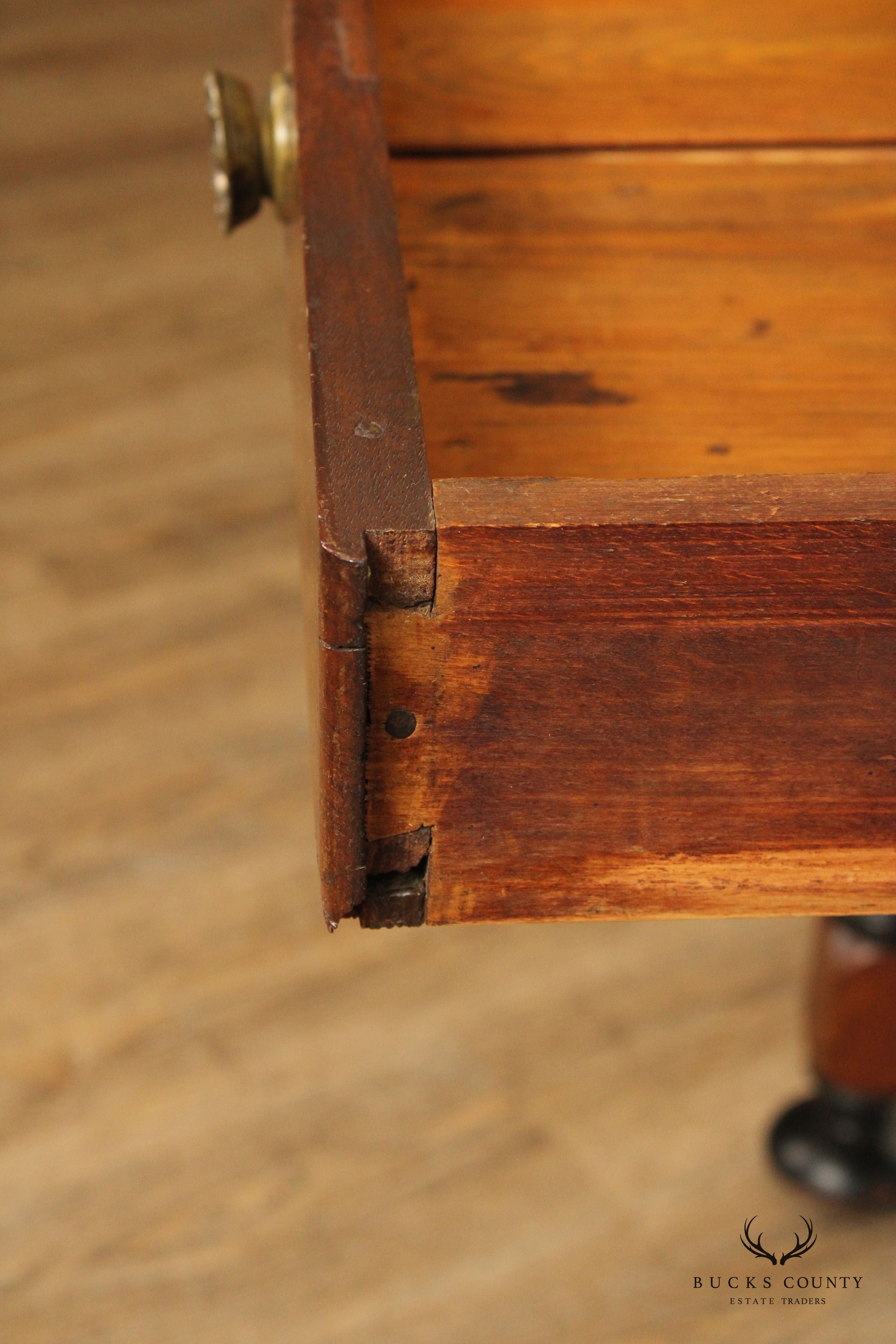 Continental Turned Leg Antique Inlaid Leather Top Writing Desk