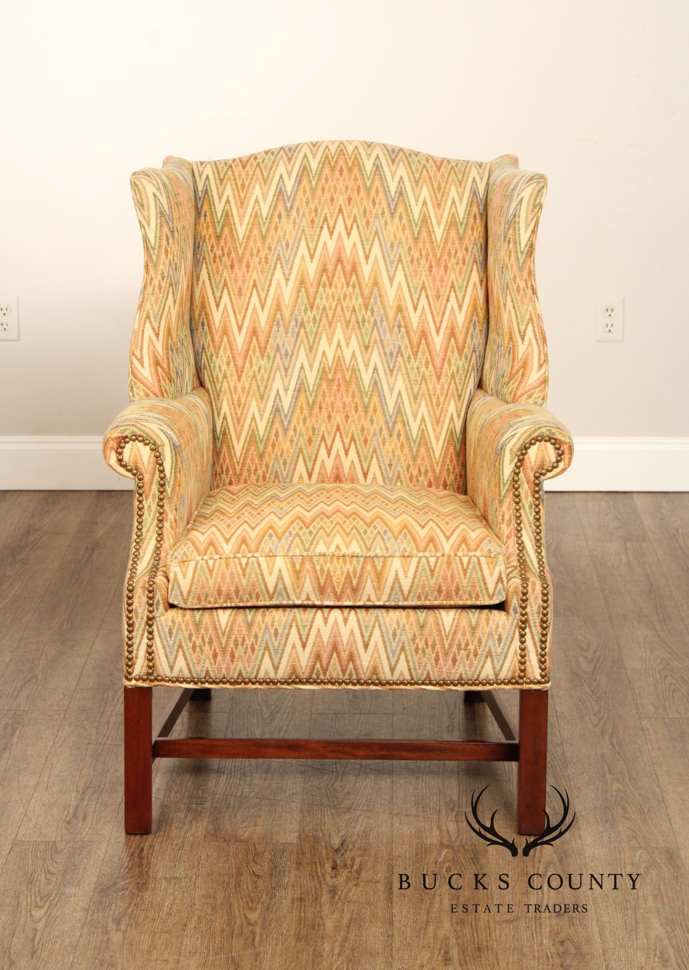 Hickory Chair Chippendale Style Pair of Mahogany Wing Chairs