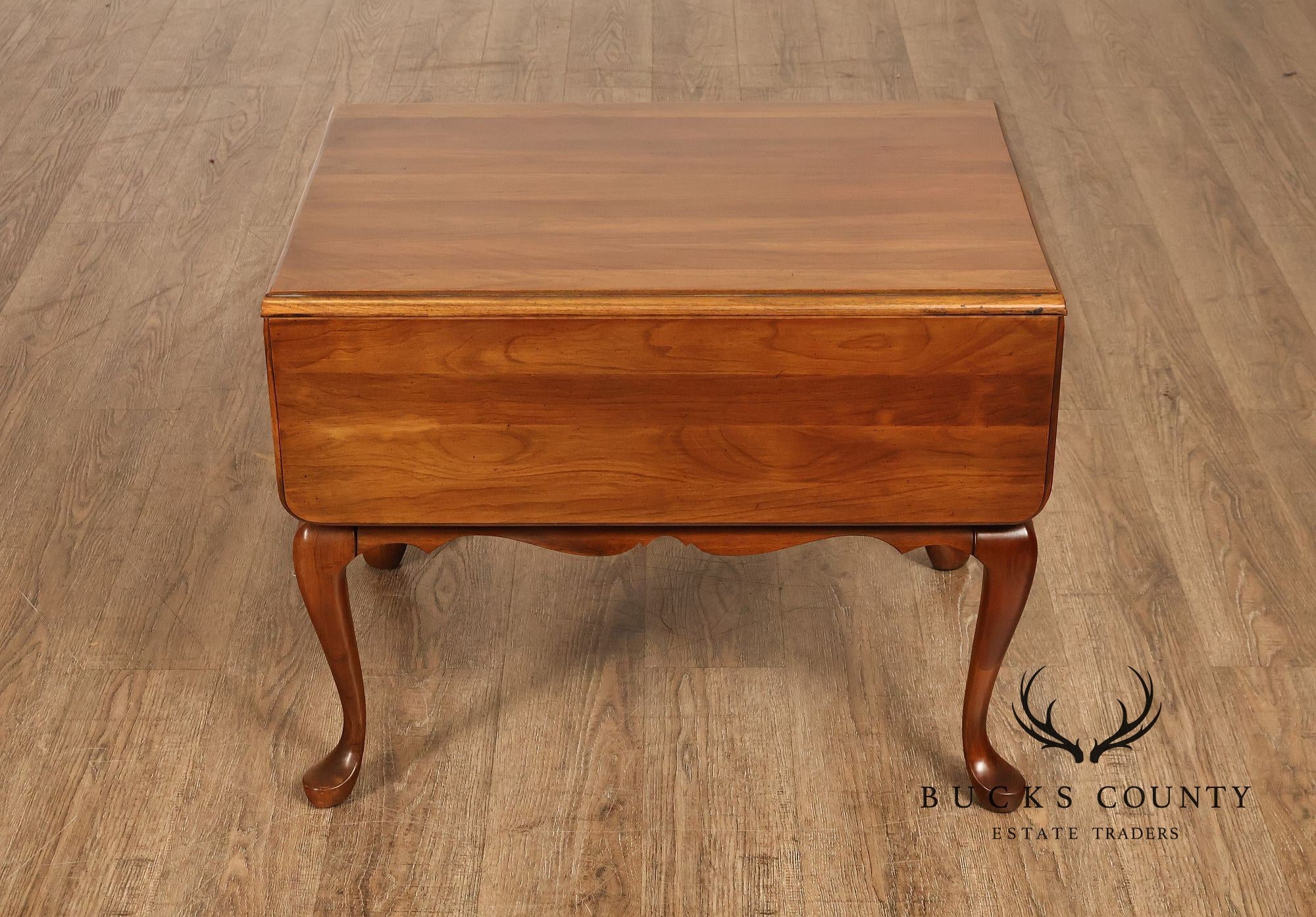 Pennsylvania House Vintage Pair Of Queen Anne Style Cherry Drop Leaf Two-Drawer End Tables