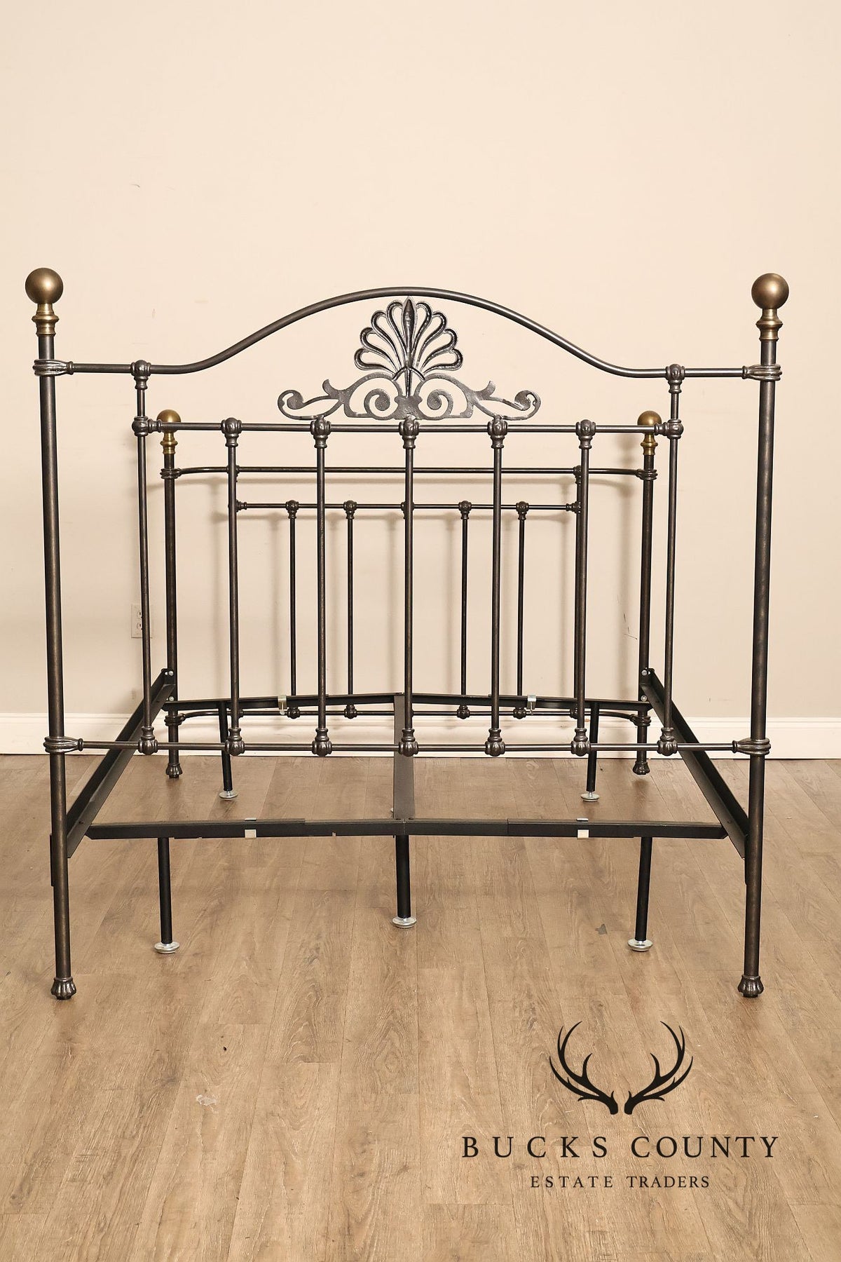 Victorian Style Traditional Wrought Iron And Brass Queen Size Bed Frame