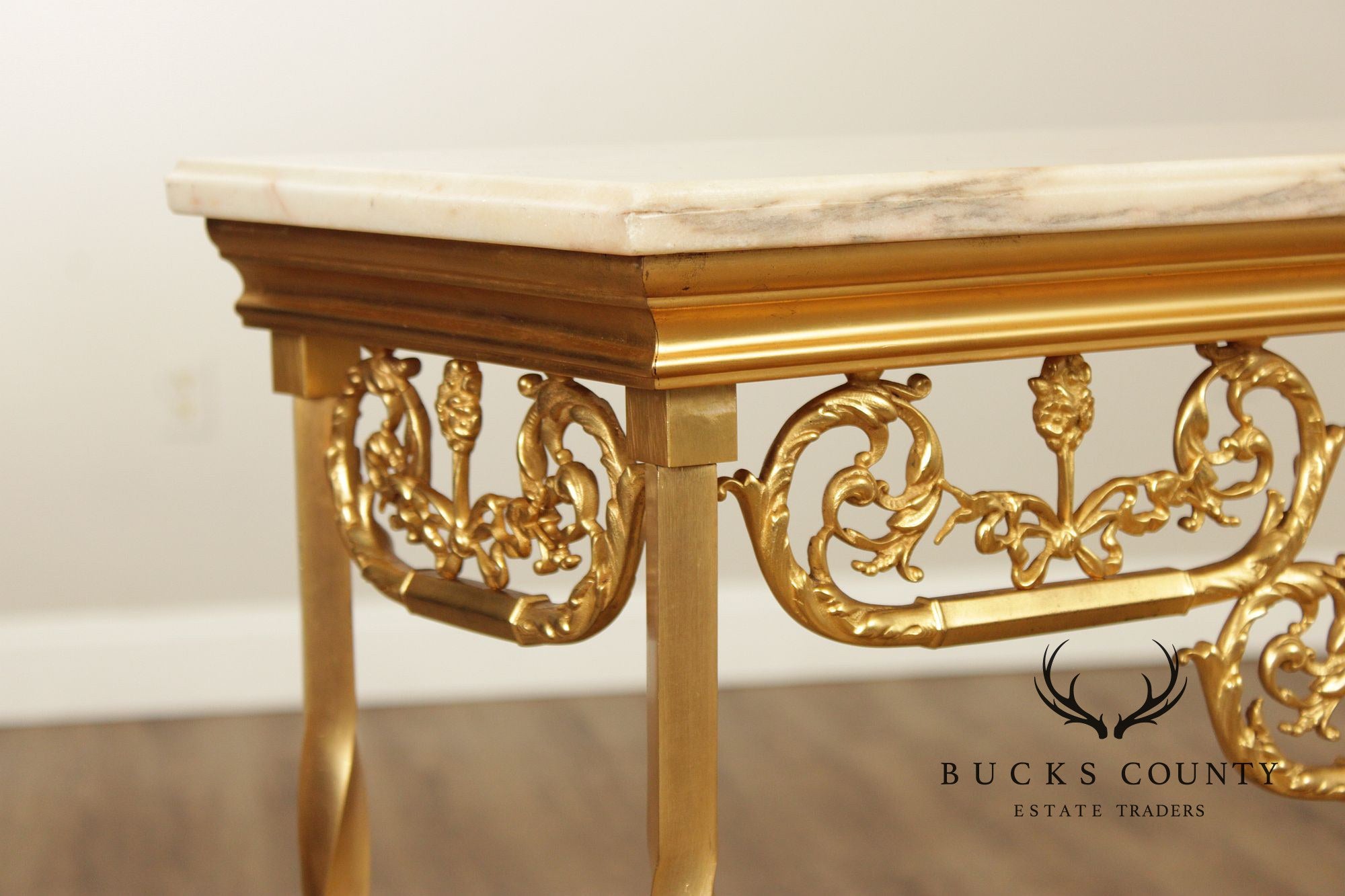 Italian Marble Top Gilt Bronze Console Table