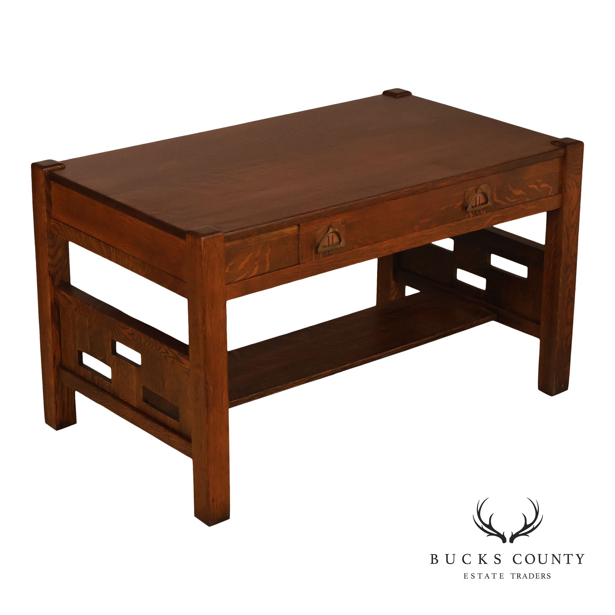 Antique Arts & Crafts Library Table Writing Desk