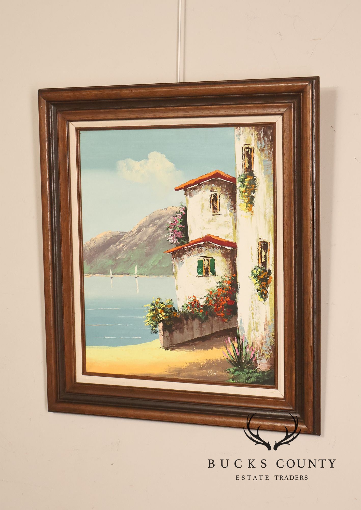 Artist Signed Mediterranean Landscape Oil Painting