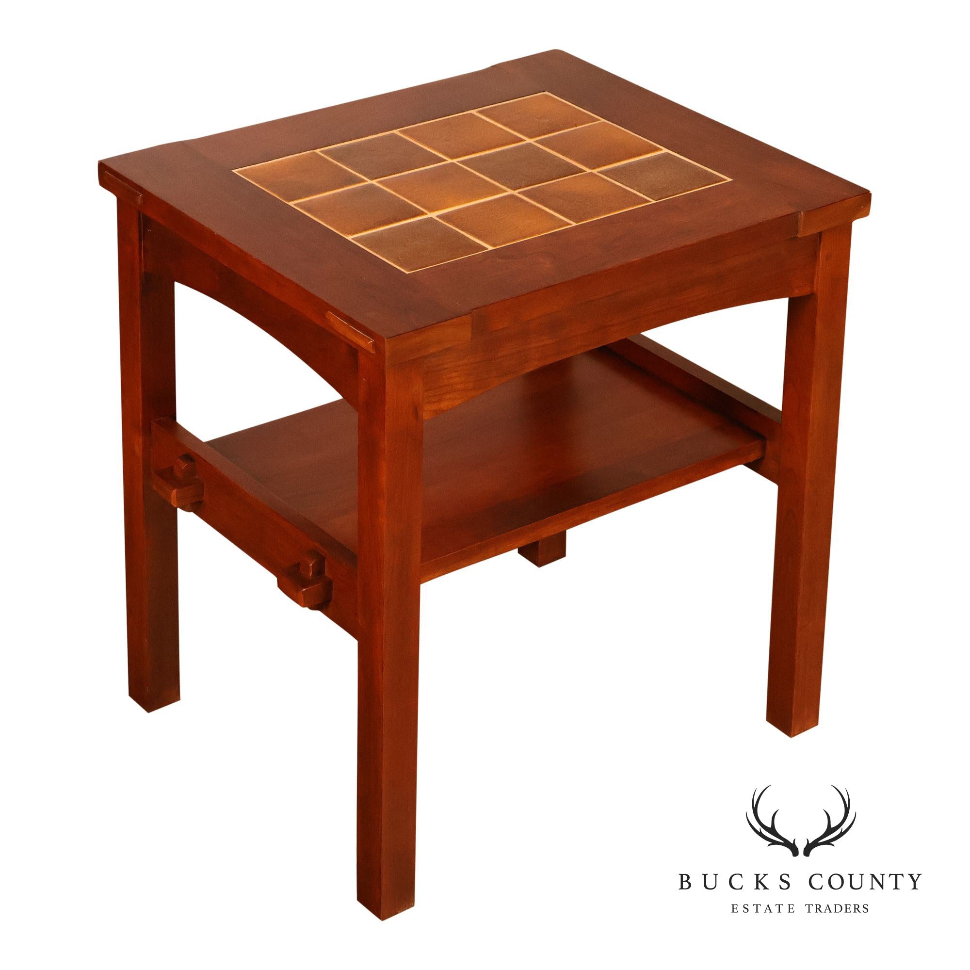 Stickley Mission Collection Tile Top Cherry End Table