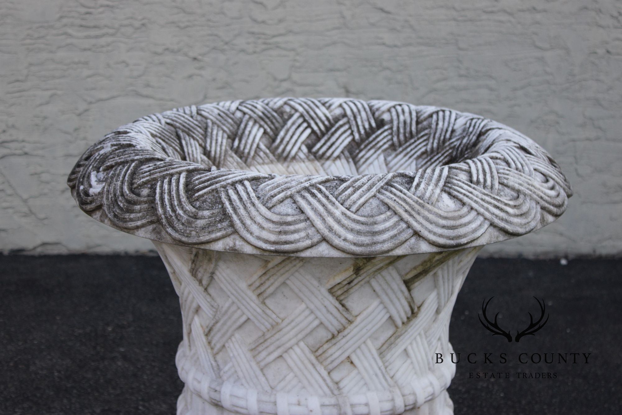 Georgian Style Large Vintage Carved Marble Garden Urn