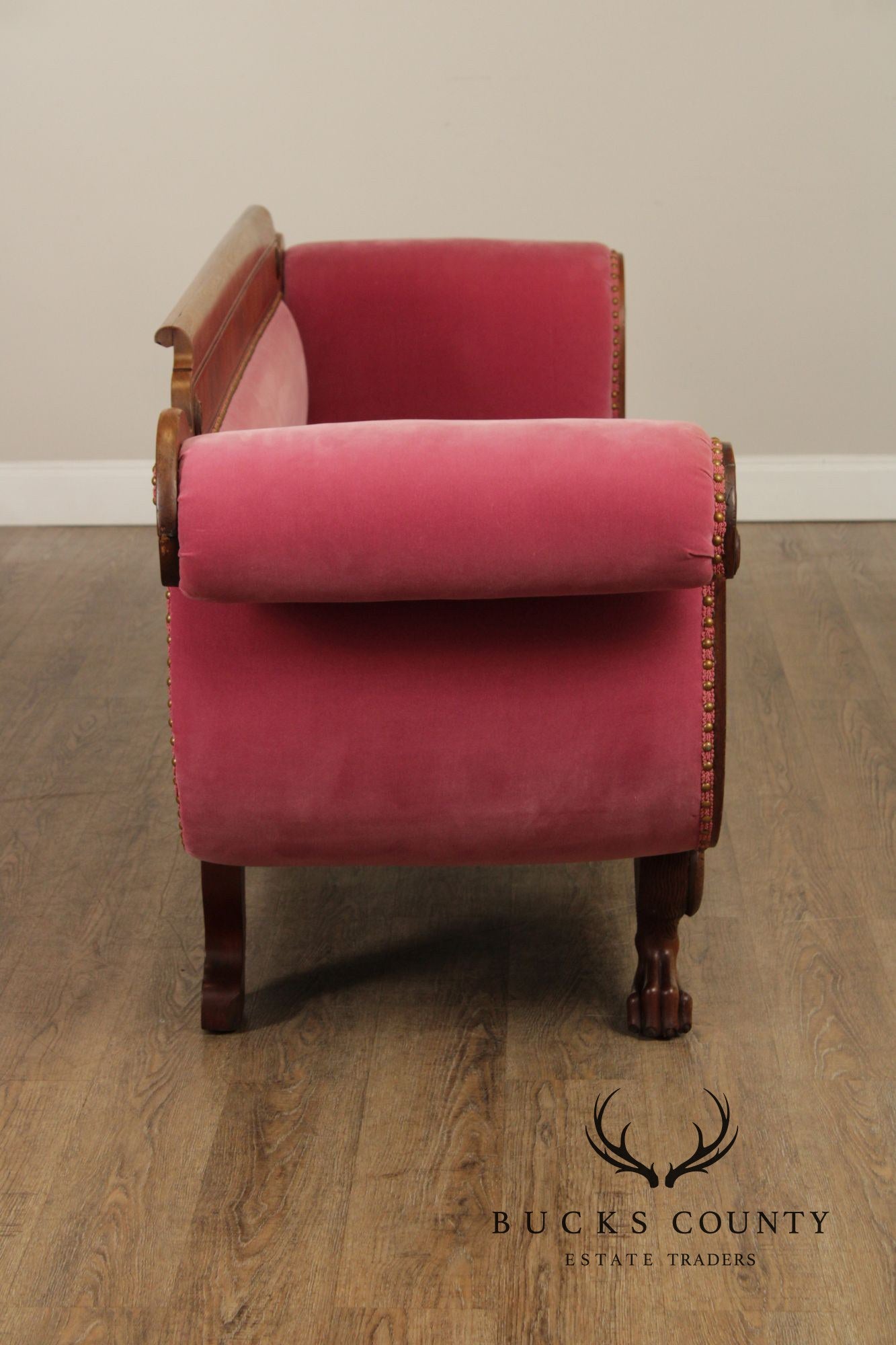 Antique American Empire Carved Mahogany Sofa
