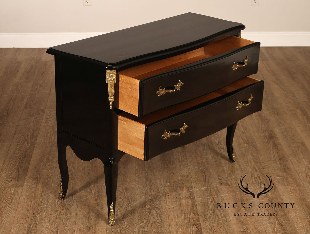 French Louis XV Style Black Lacquer Commode