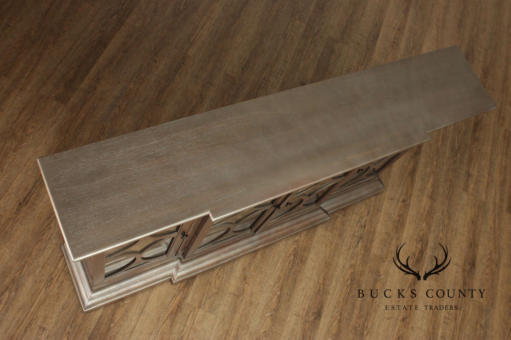 Uttermost Transitional Style  Narrow Four Door Glass Front Cabinet