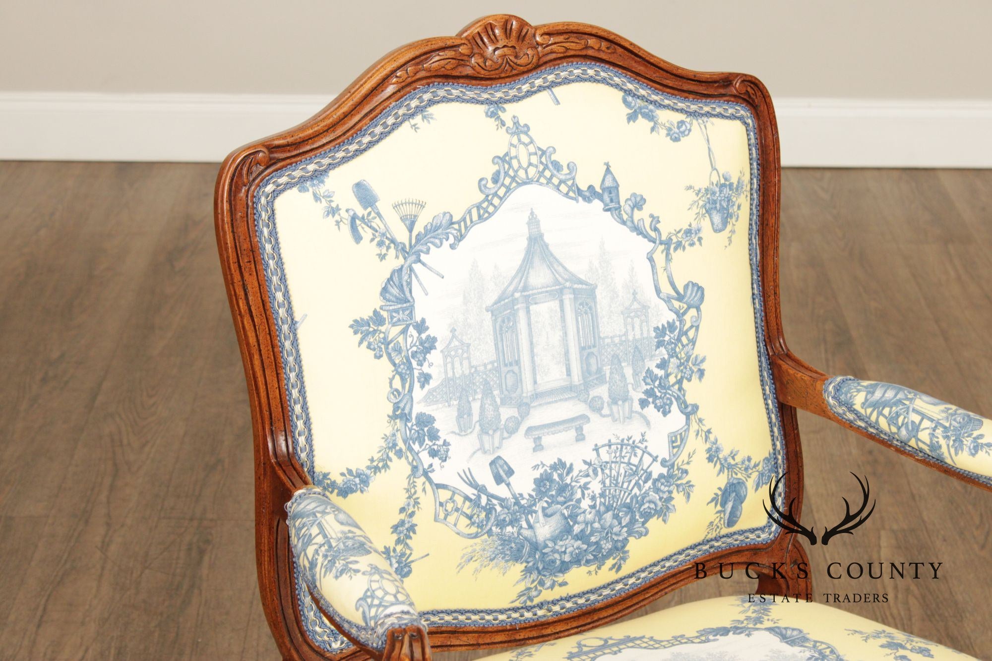 French Louis XV Style Walnut Fauteuil Armchair