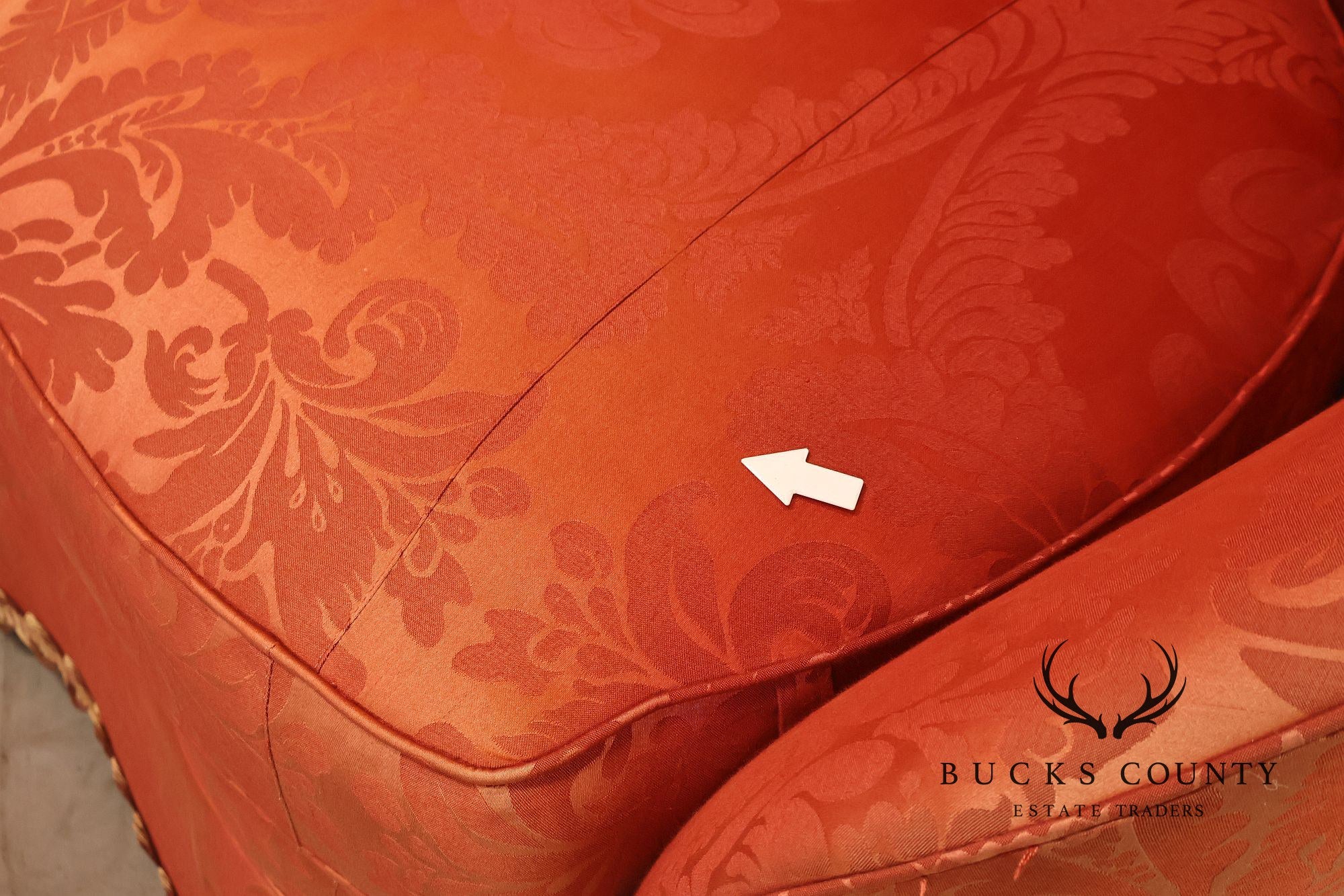 Hickory Chair Company Pair Of Custom Upholstered Silk Damask Sofas