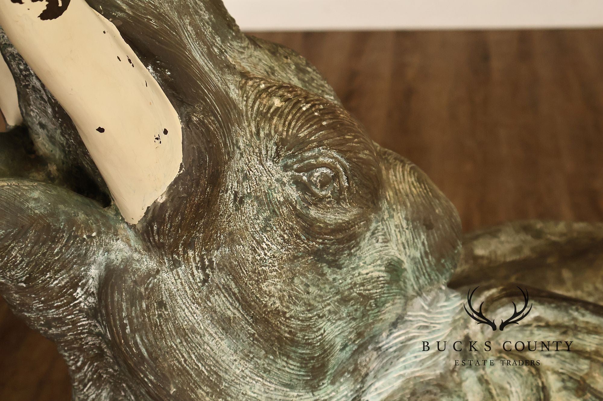 Monumental Cast Bronze Raised Trunk Elephant Garden Statue
