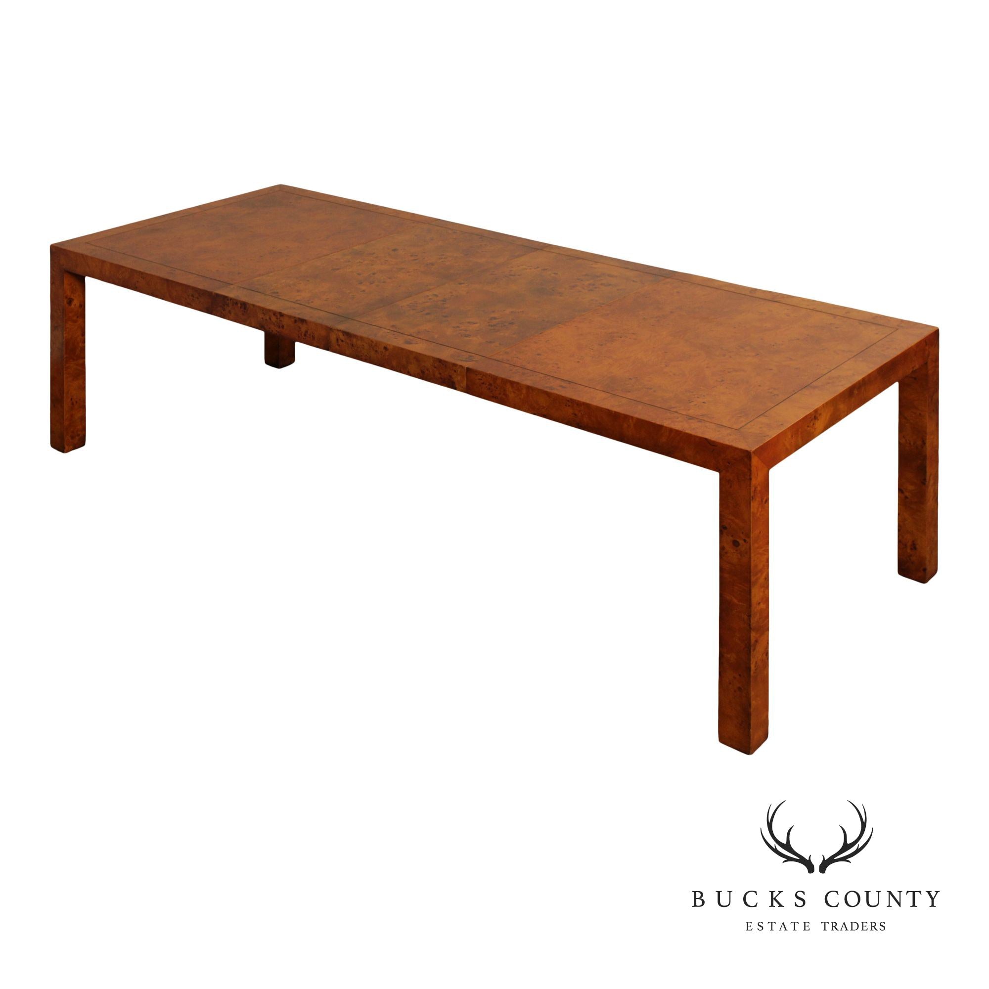 John Stuart Inc. Mid Century Modern Expandable Burlwood Dining Table