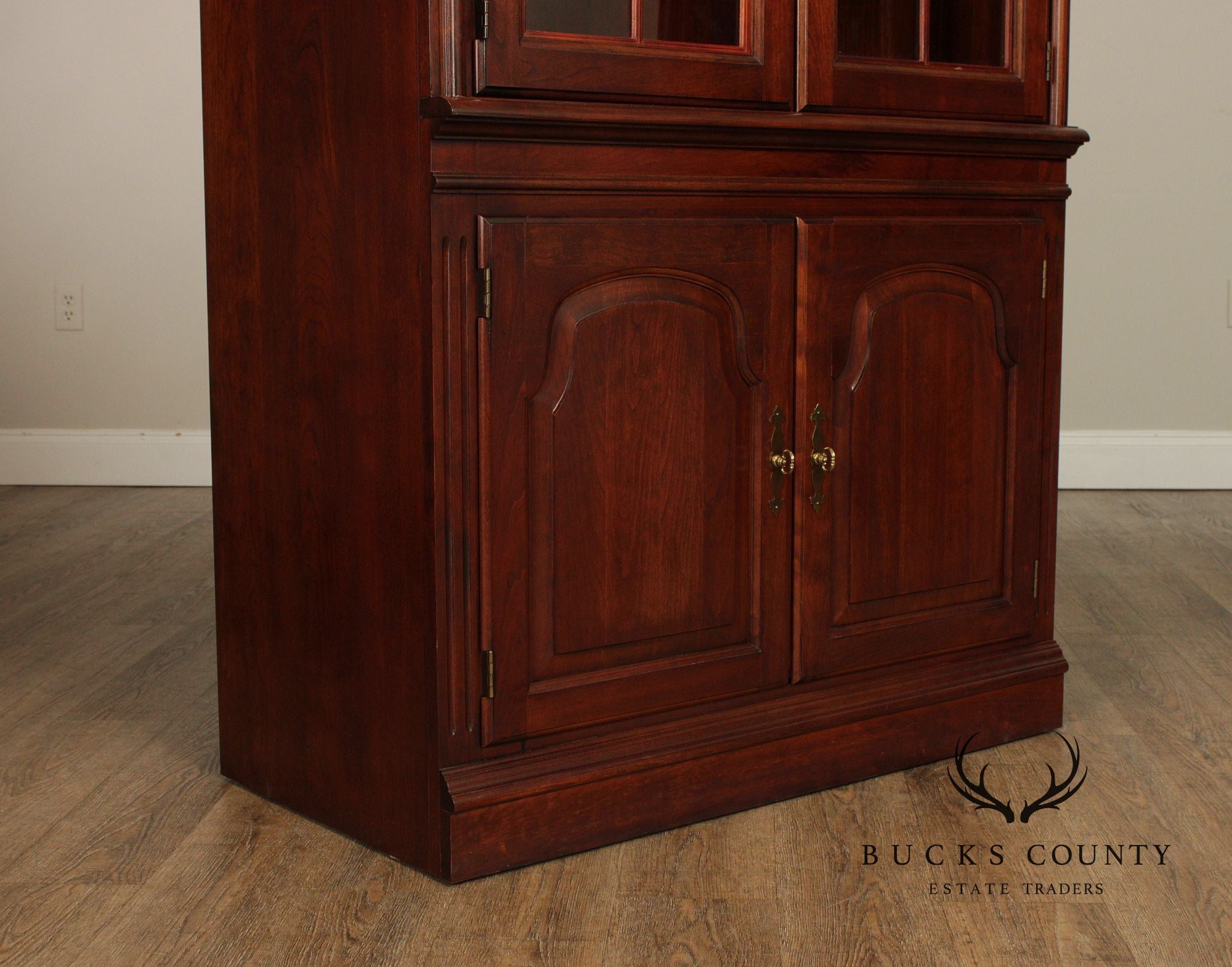 Traditional Pair Of Cherry Bookcase Display Cabinets