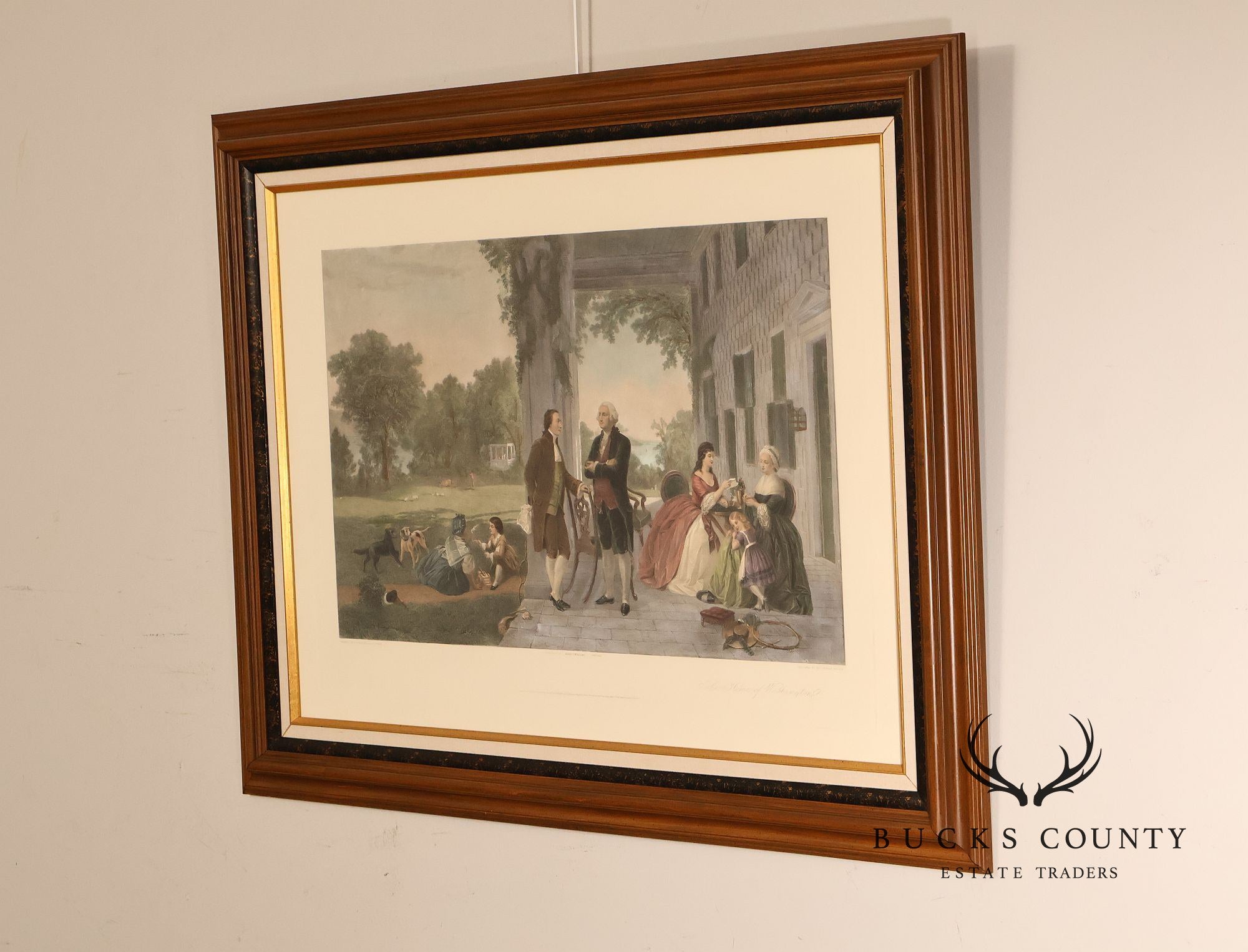 The Home Of George Washington Colored Engraving After Thomas Oldham Barlow