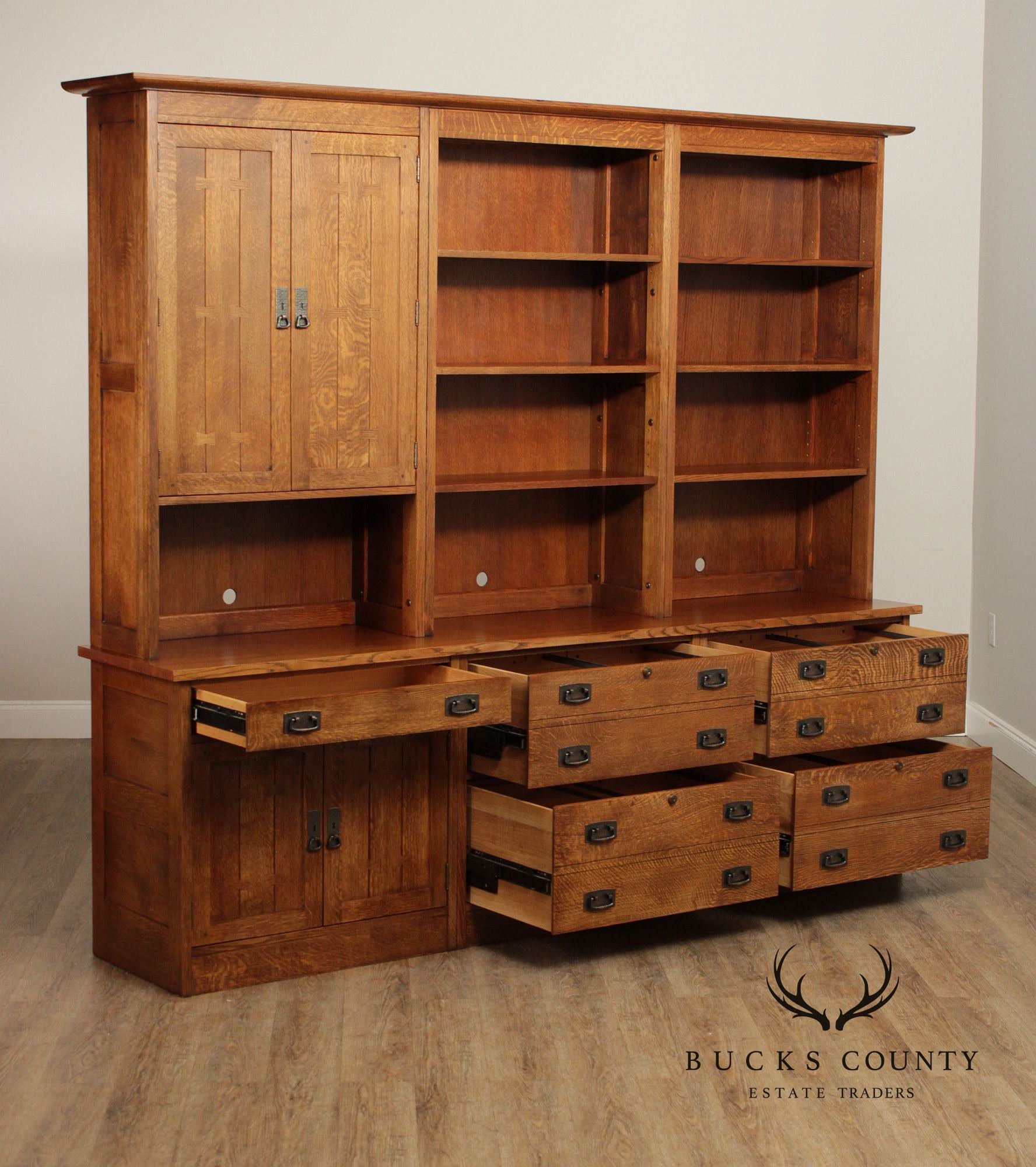 Stickley Mission Collection Large Oak Custom Office Unit