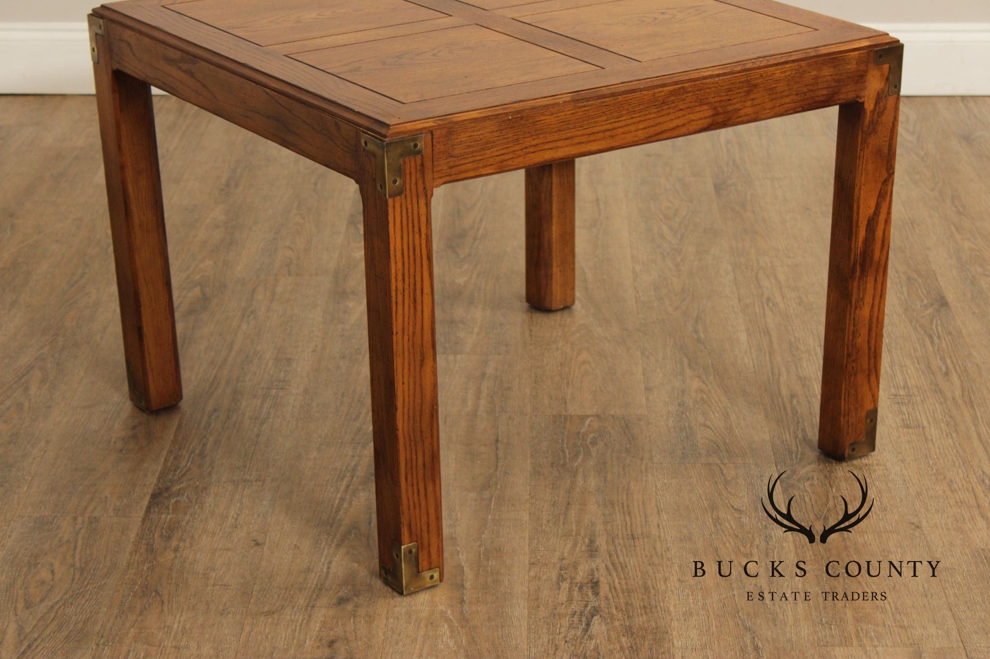 Henredon 'Artefacts' Oak and Brass Campaign End Table