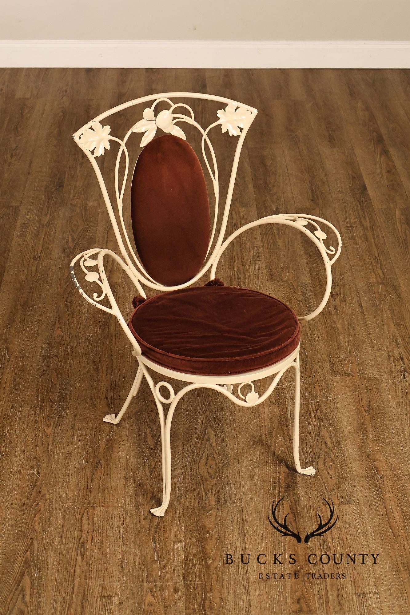 Salterini Mid Century Wrought Iron Fruit And Vine Set Of 6 Dining Chairs