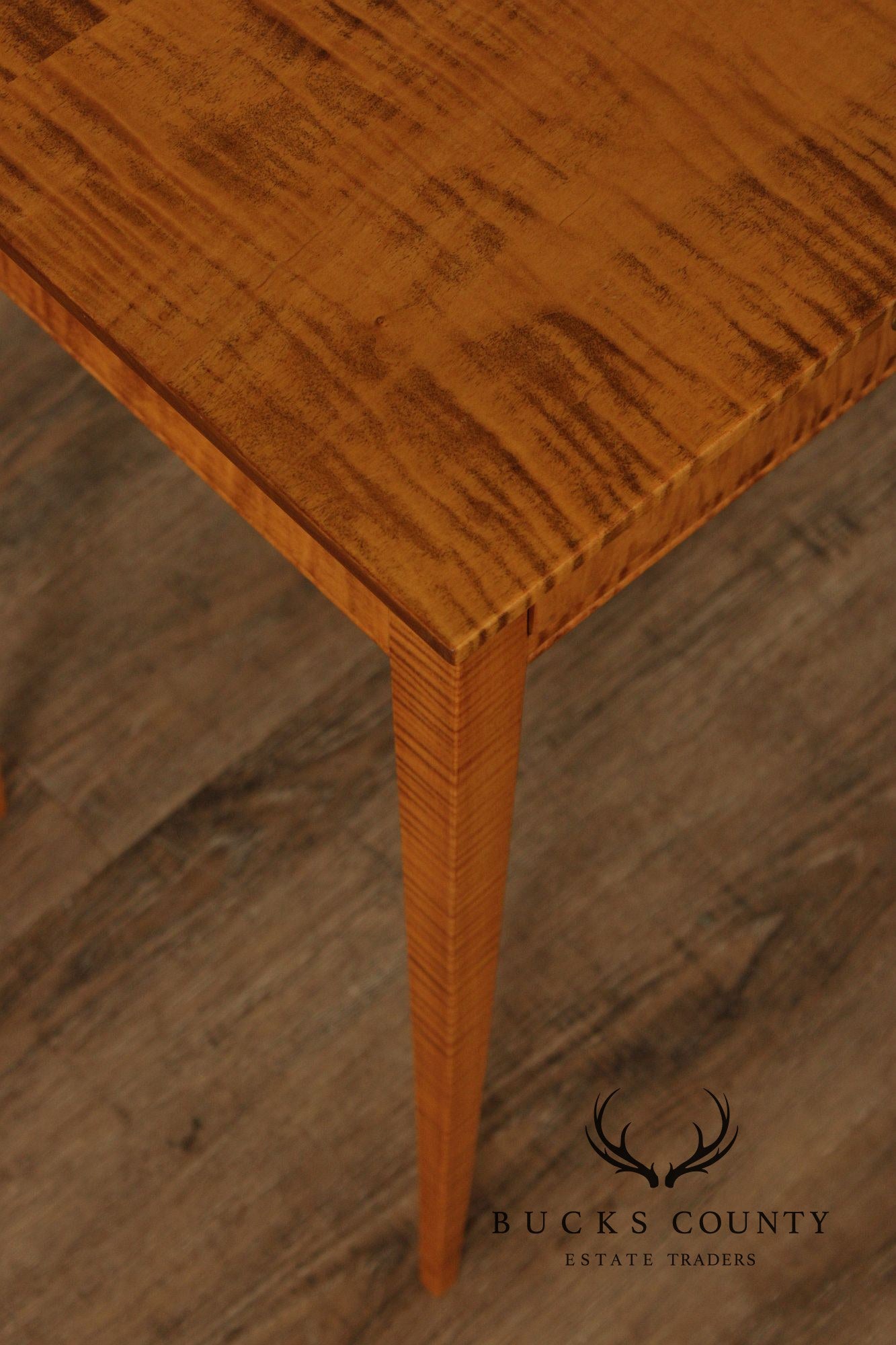 Shaker Style Pair of Tiger Maple Side Tables