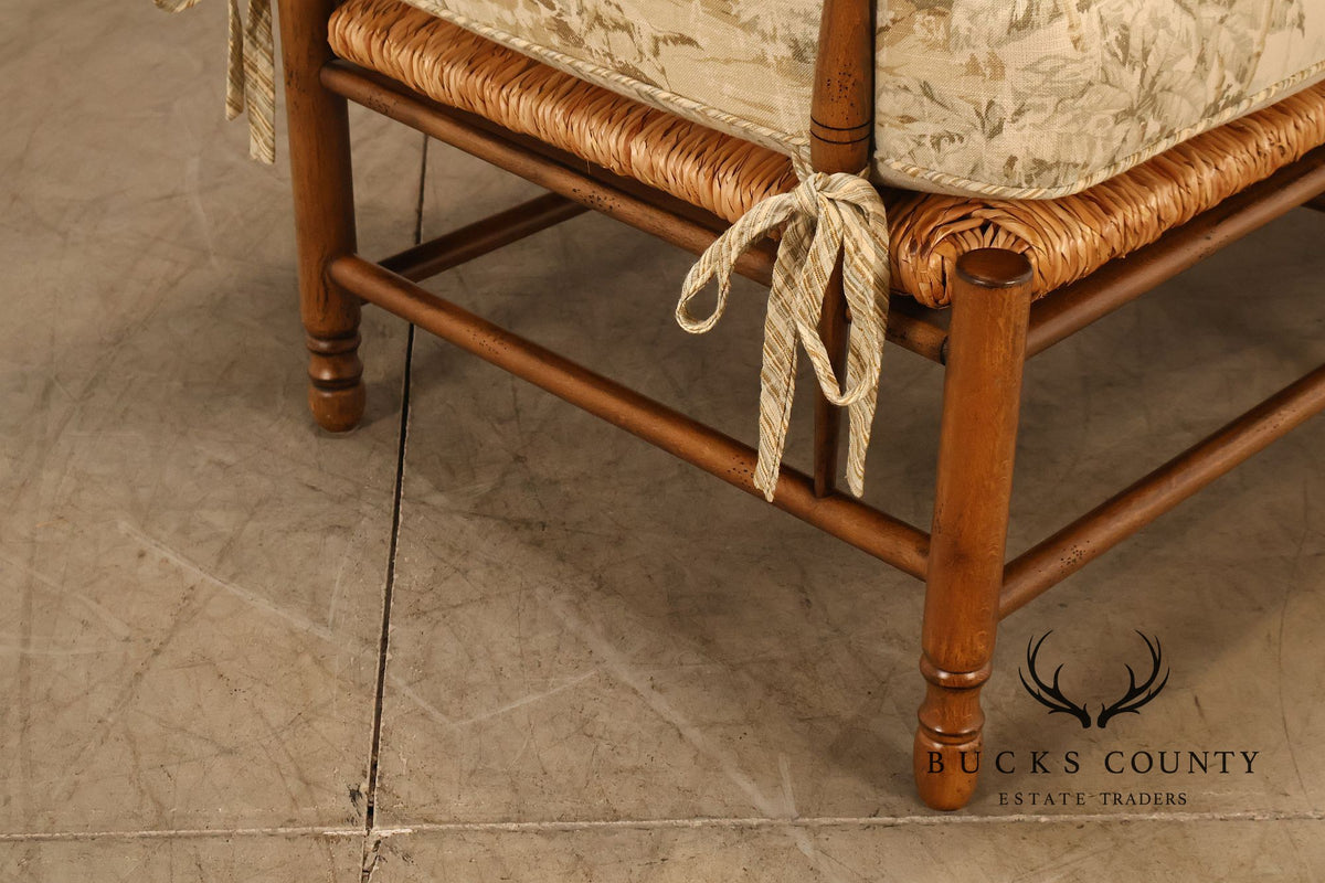 French Country Style Ladder Back Rush Seat Settee