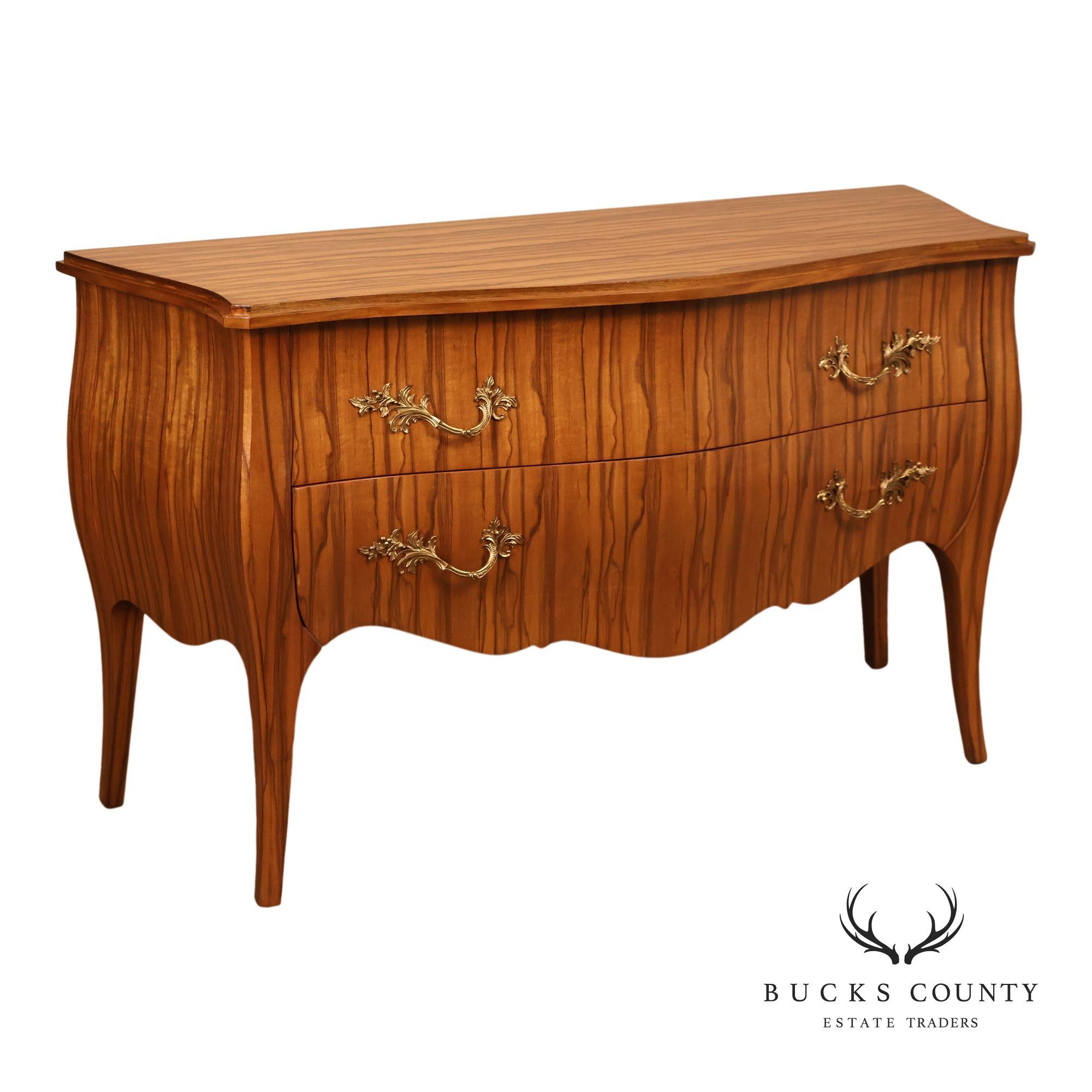 Theodore Alexander French Louis XV Style Two Drawer Bombe Commode