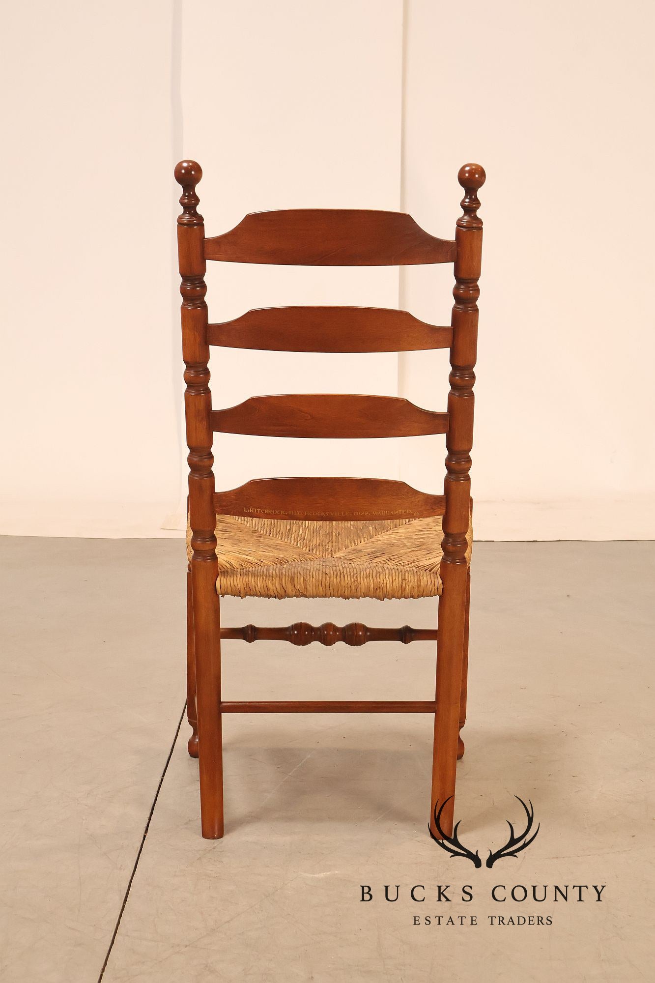 L. Hitchcock Set Of Six Rush Seat Dining Chairs with Stenciled Back