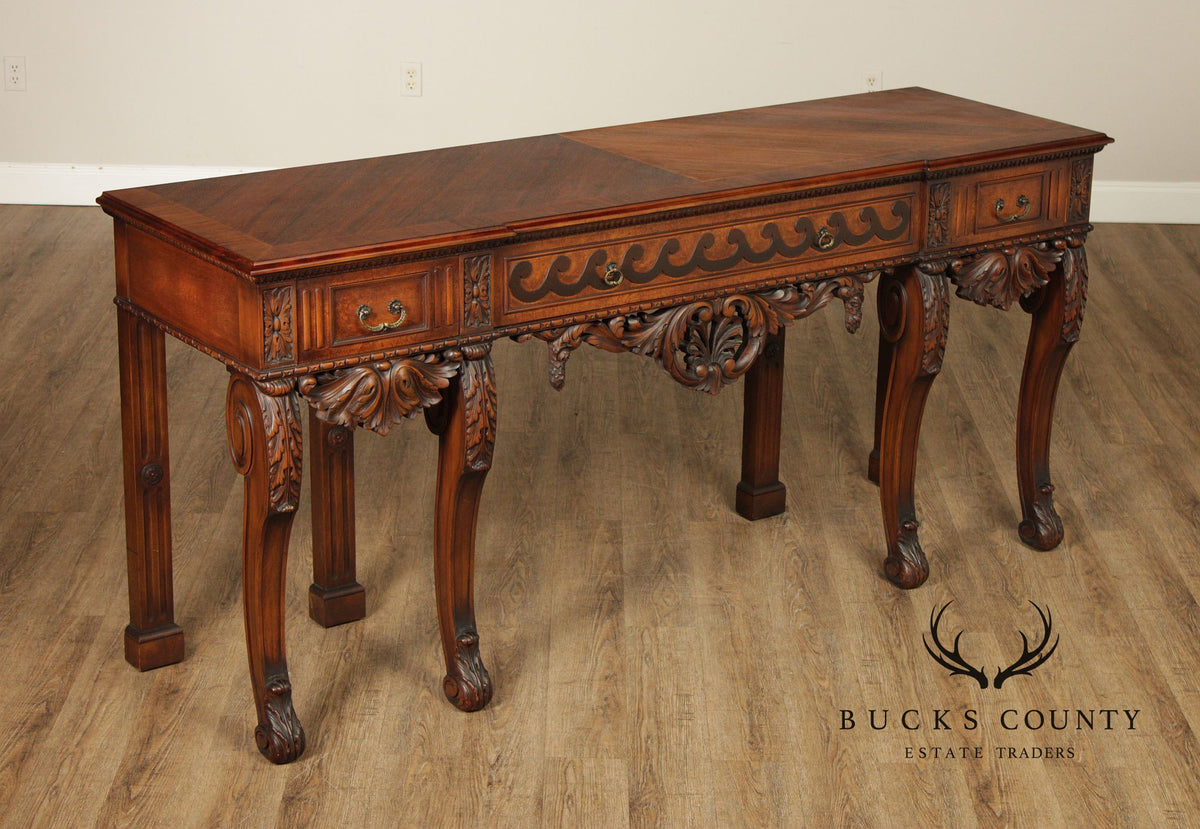 Traditional Georgian Style Carved Walnut Console Table
