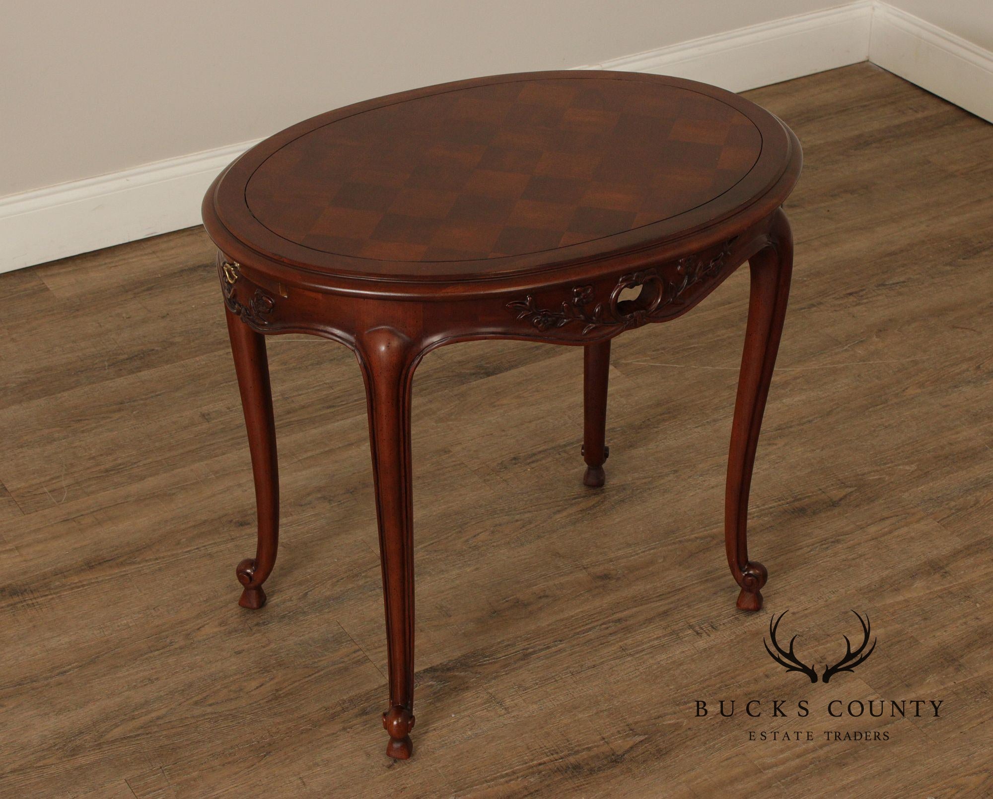 Century Furniture French Louis XV Style Carved Oval Side Table