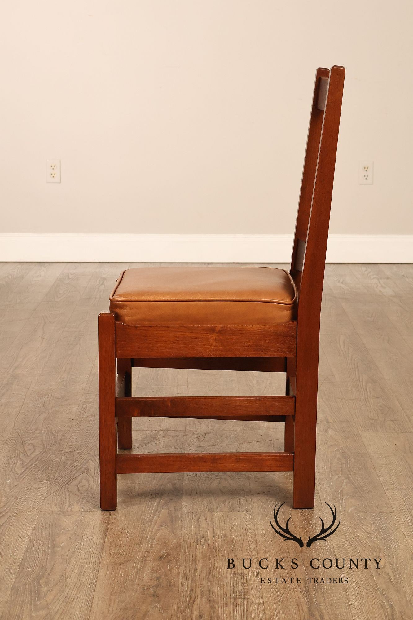 Mission Style Oak And Leather Dining Chairs