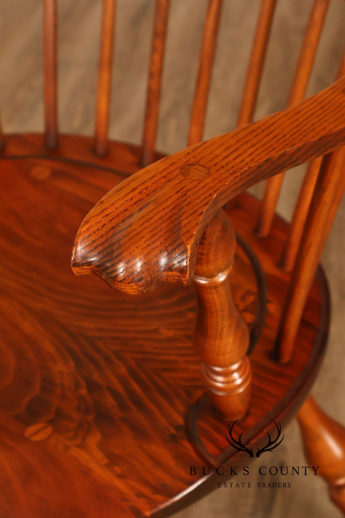 Nichols and Stone Pair of Oak Windsor Armchairs