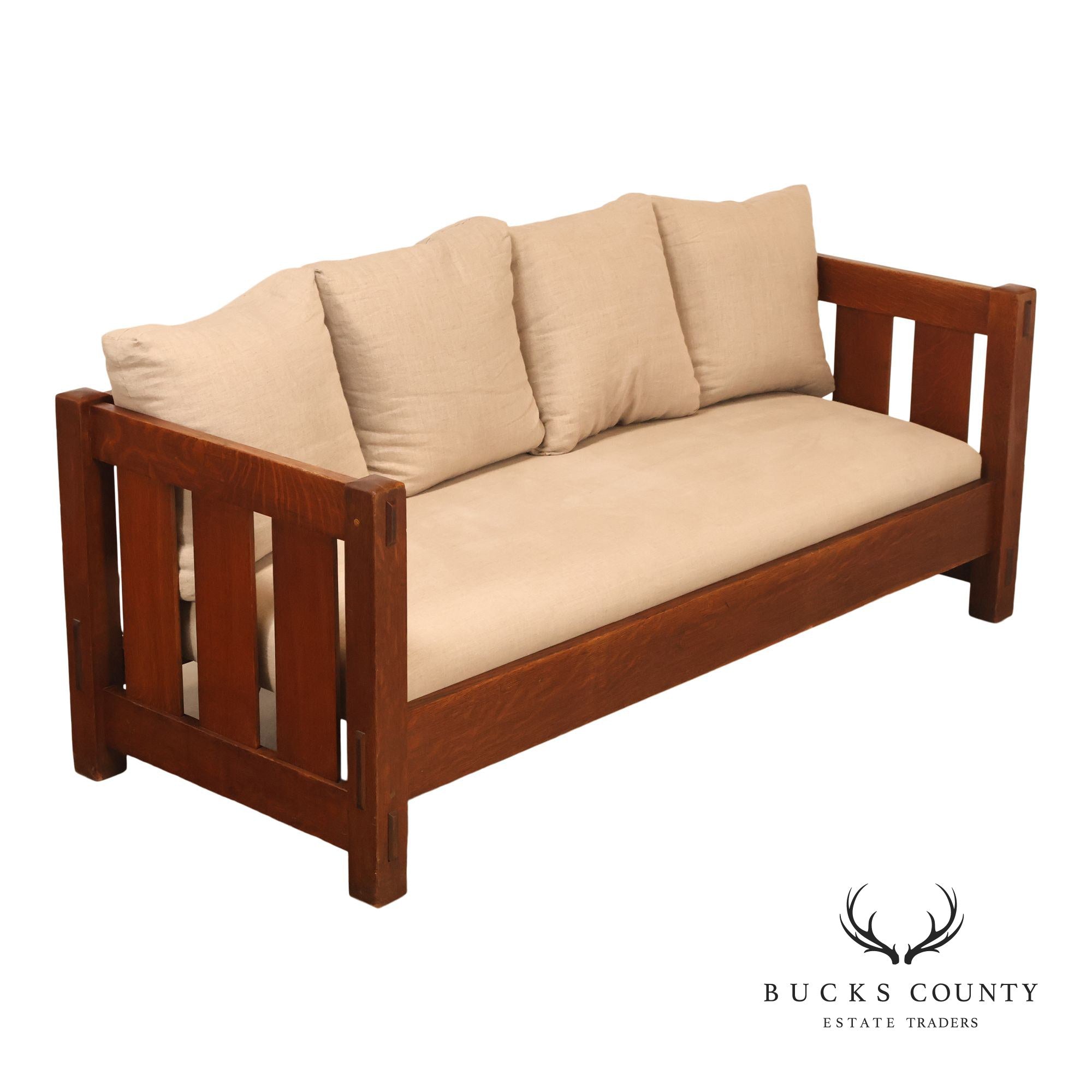 Antique Gustav Stickley No. 208 Arts And Crafts Mission Oak Settle