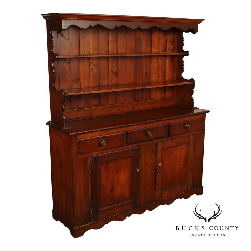 Antique Country Pine Server and Hutch