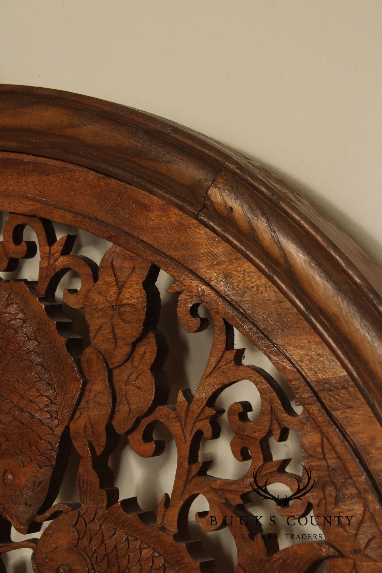 Asian Carved Wood Koi Fish Wall Decor