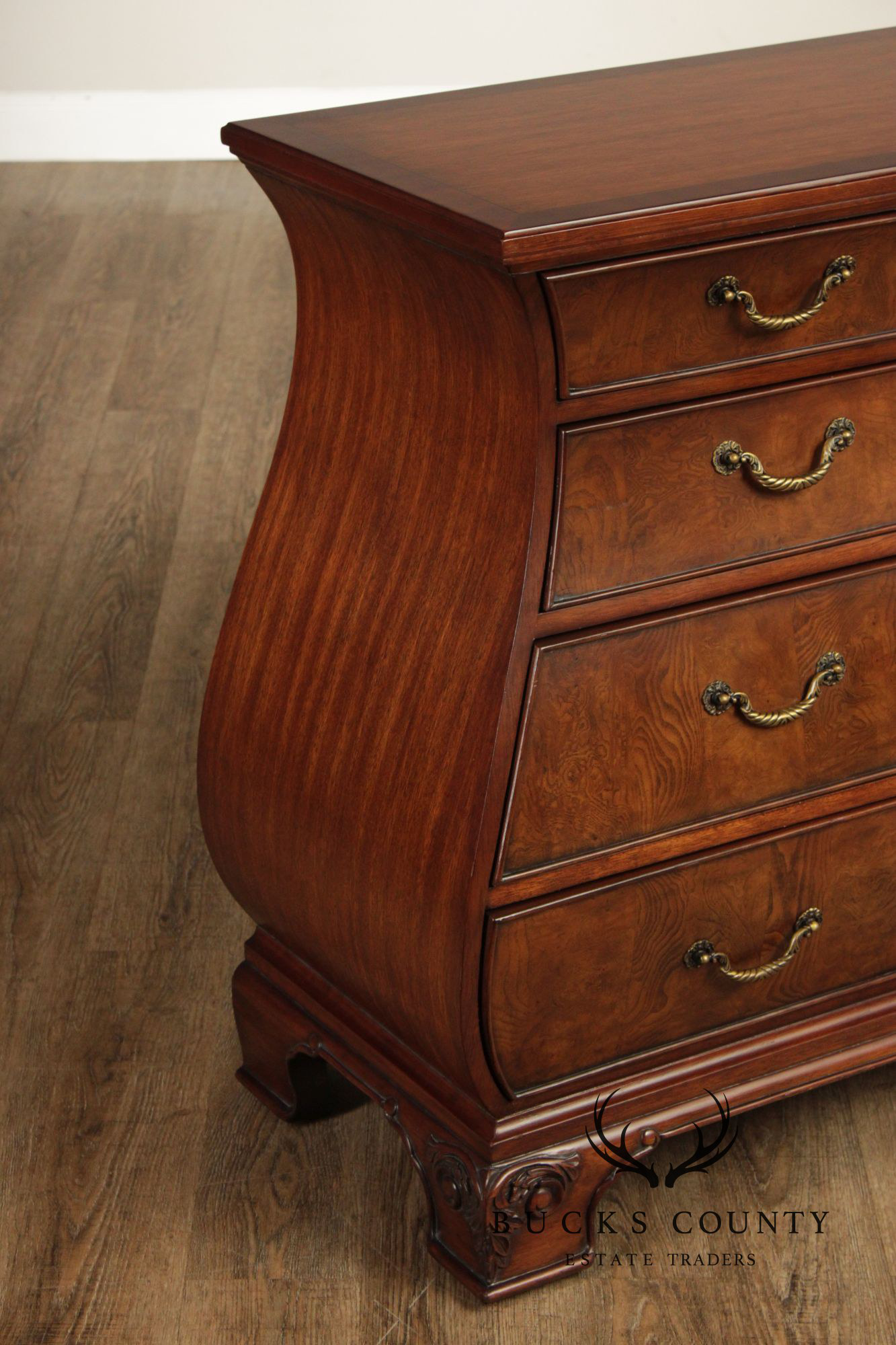 Ethan Allen Townhouse Collection Burlwood Bombe Chest
