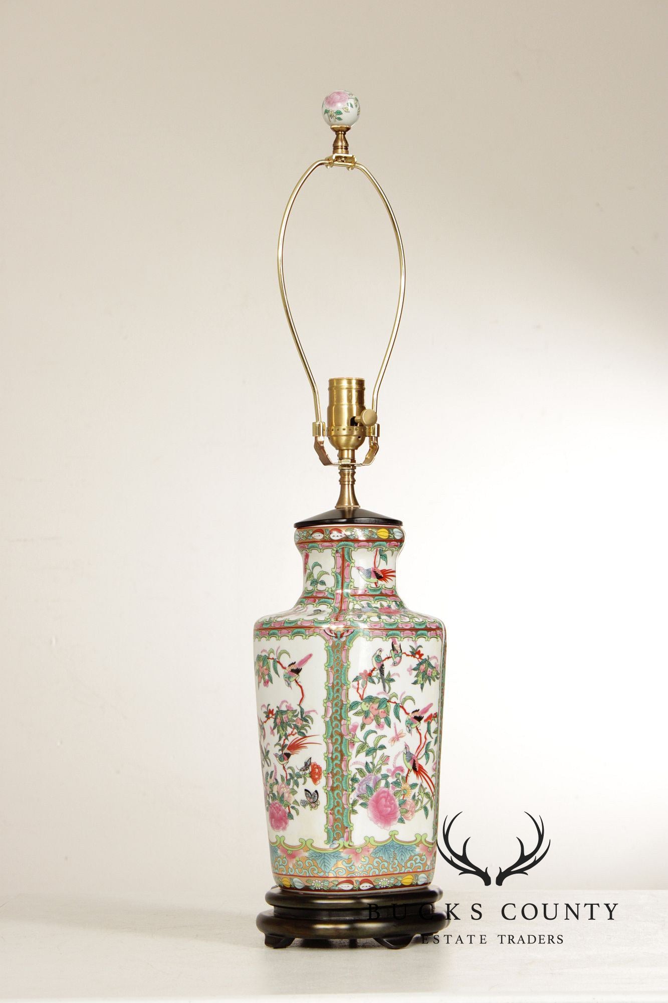 Chinese Pair of Famille Vert Porcelain Table Lamps