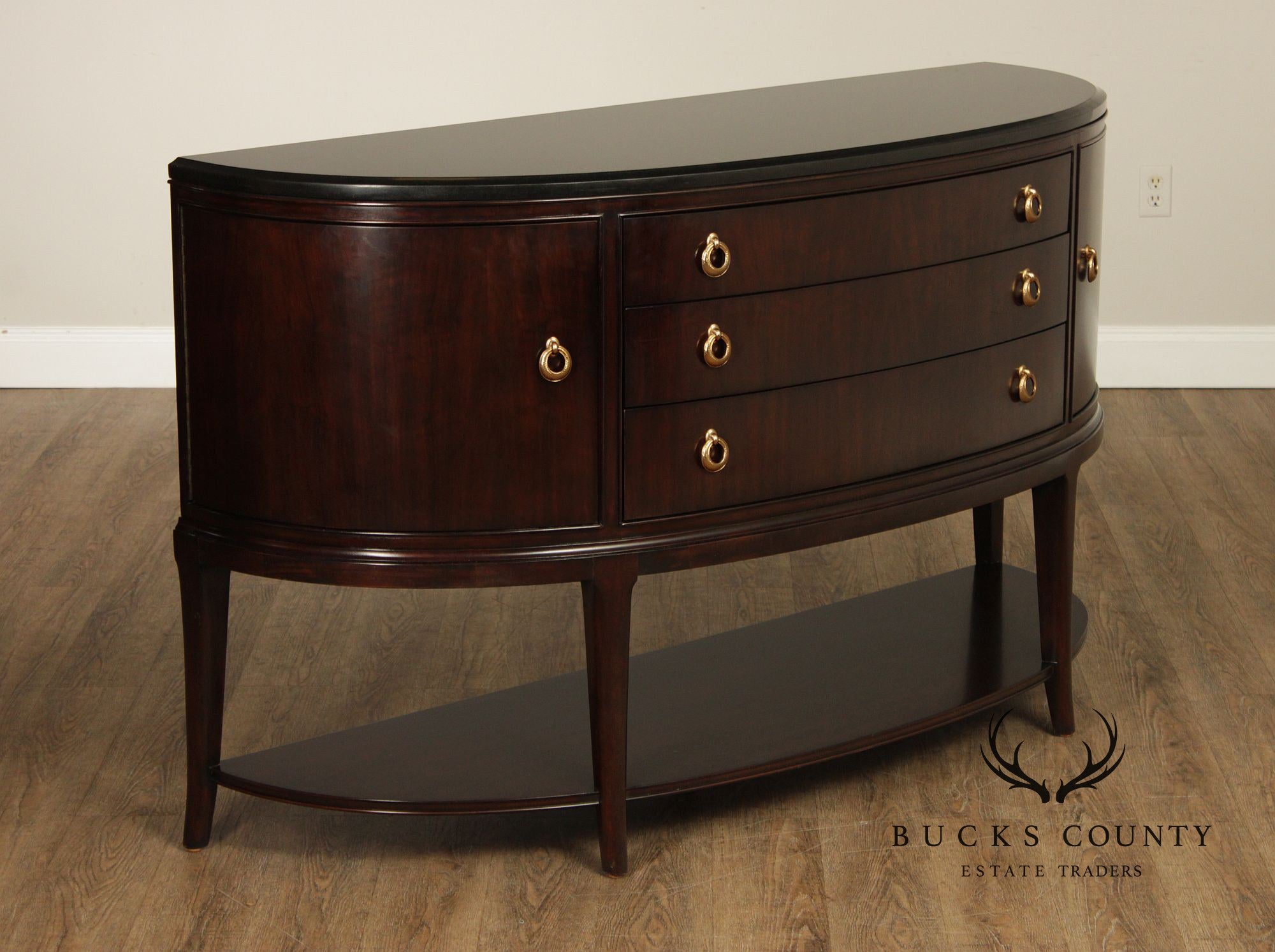 Thomasville Art Deco Style Bogart Collection Granite Top Demilune Sideboard