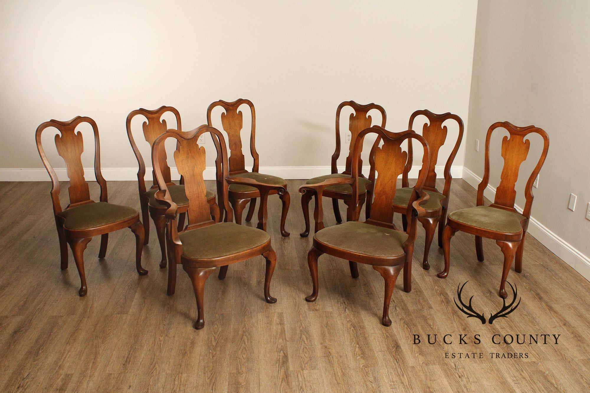 Saybolt Cleland Queen Anne Style Set of Eight Mahogany Dining Chairs