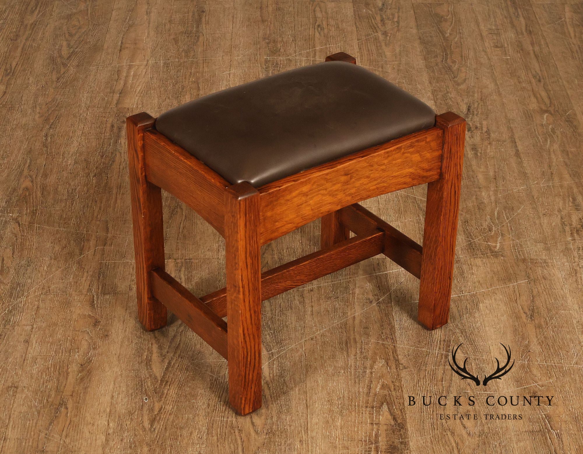 Antique Stickley Brothers Mission Oak Arts And Crafts Footstool Ottoman