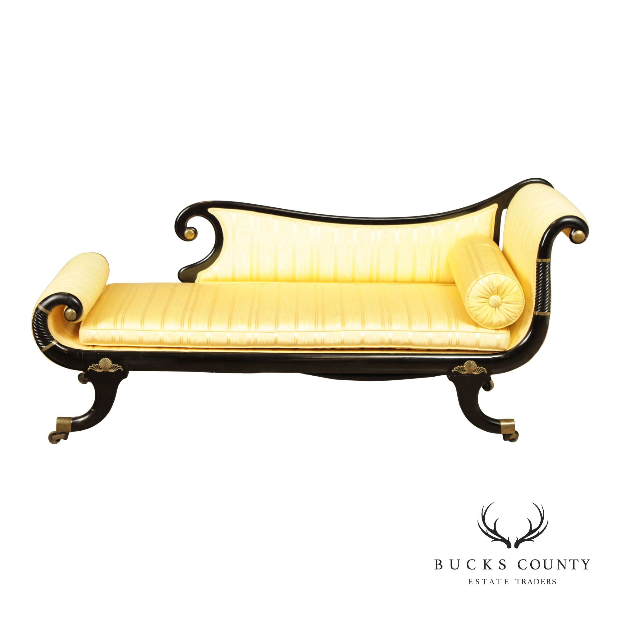 English Regency Style Ebonized Recamier Chaise Lounge