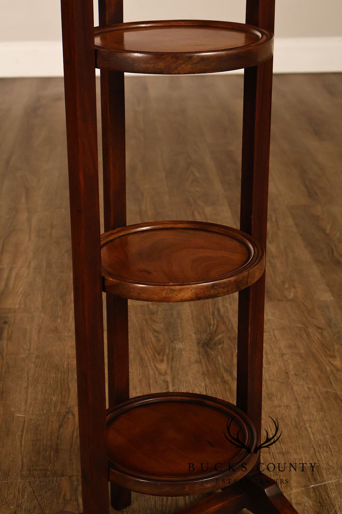 Mahogany Three Tier Collapsible Dumbwaiter Stand