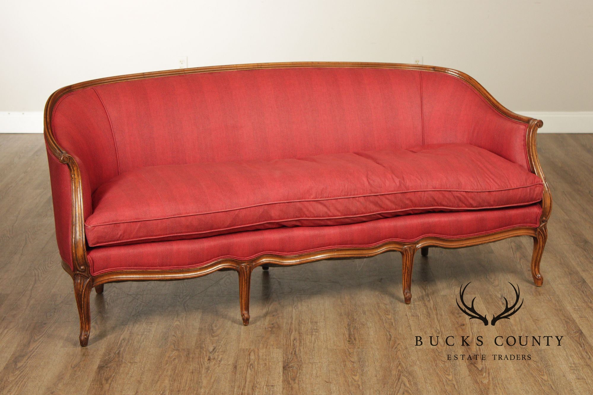 French Louis XV Style Walnut Upholstered Sofa
